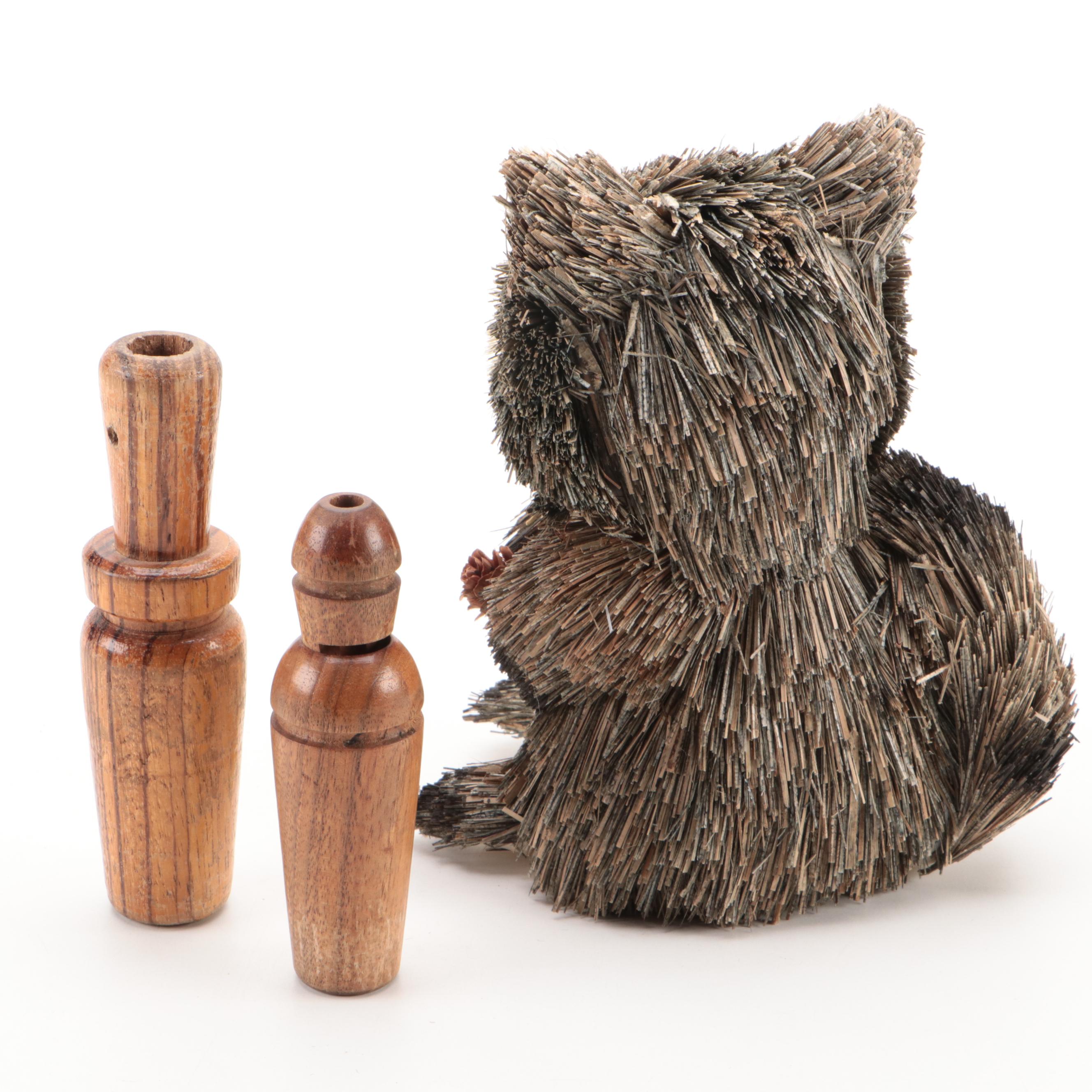 Parris Toy Cap Guns with Duck Calls, Coonskin Hats and Raccoon Décor