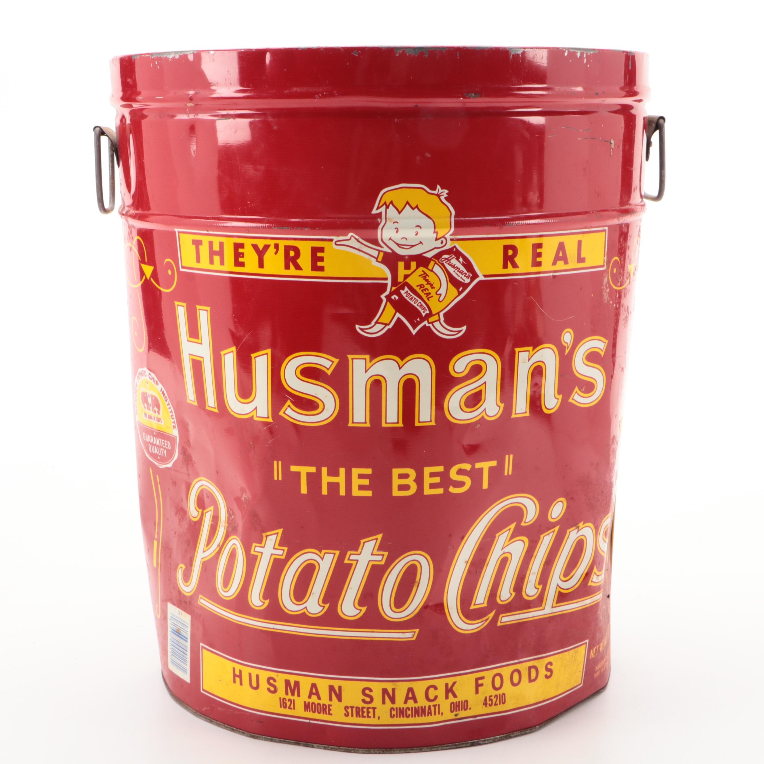 Husman's "The Best" Potato Chips Red Storage Tin EBTH
