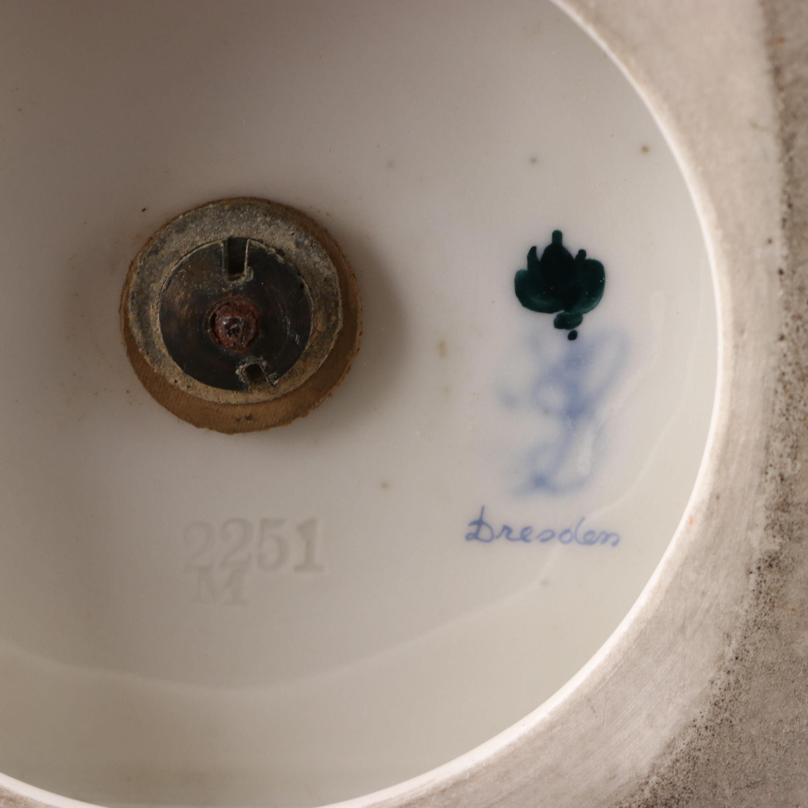 Dresden Rococo Style Hand-Painted Porcelain Bolted Covered Urn Vase