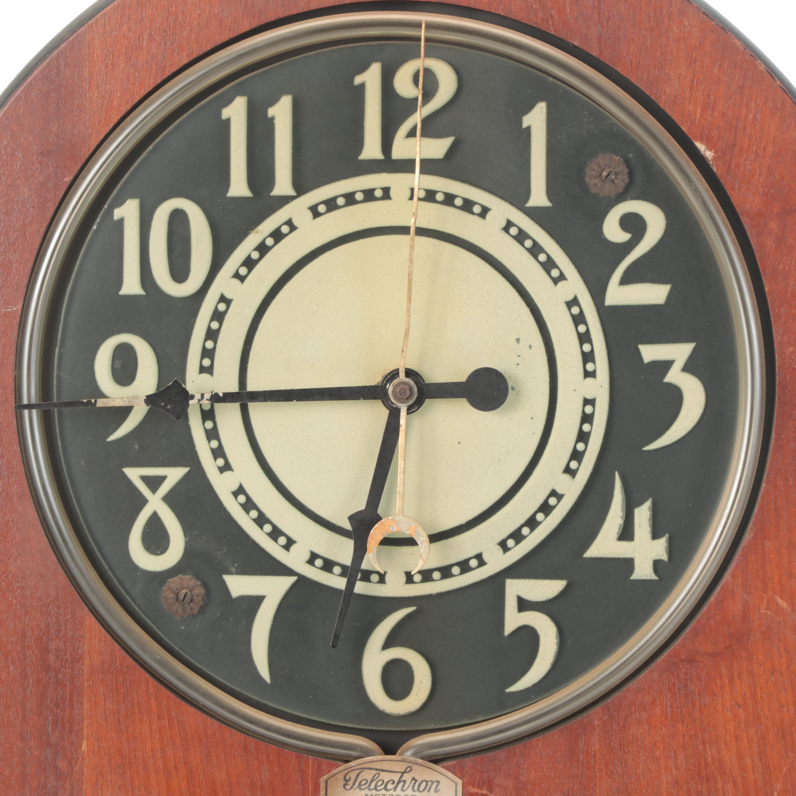 Telechron Motorized Neon Rotating Advertising Clock, 1930s
