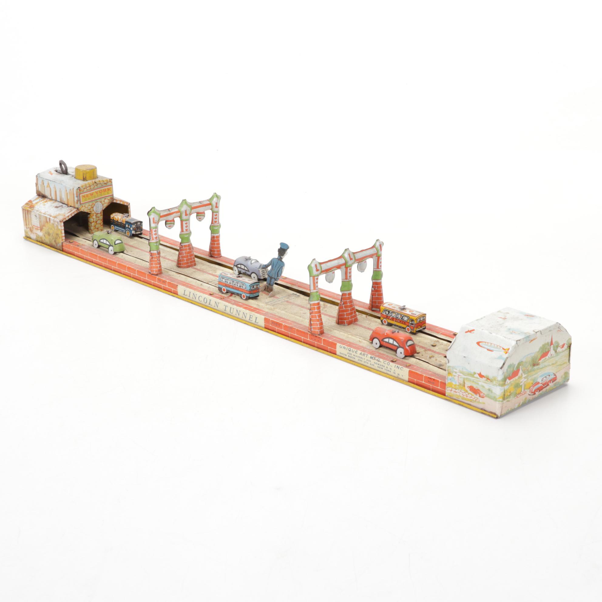 Lincoln Tunnel With Tin Litho Train Track