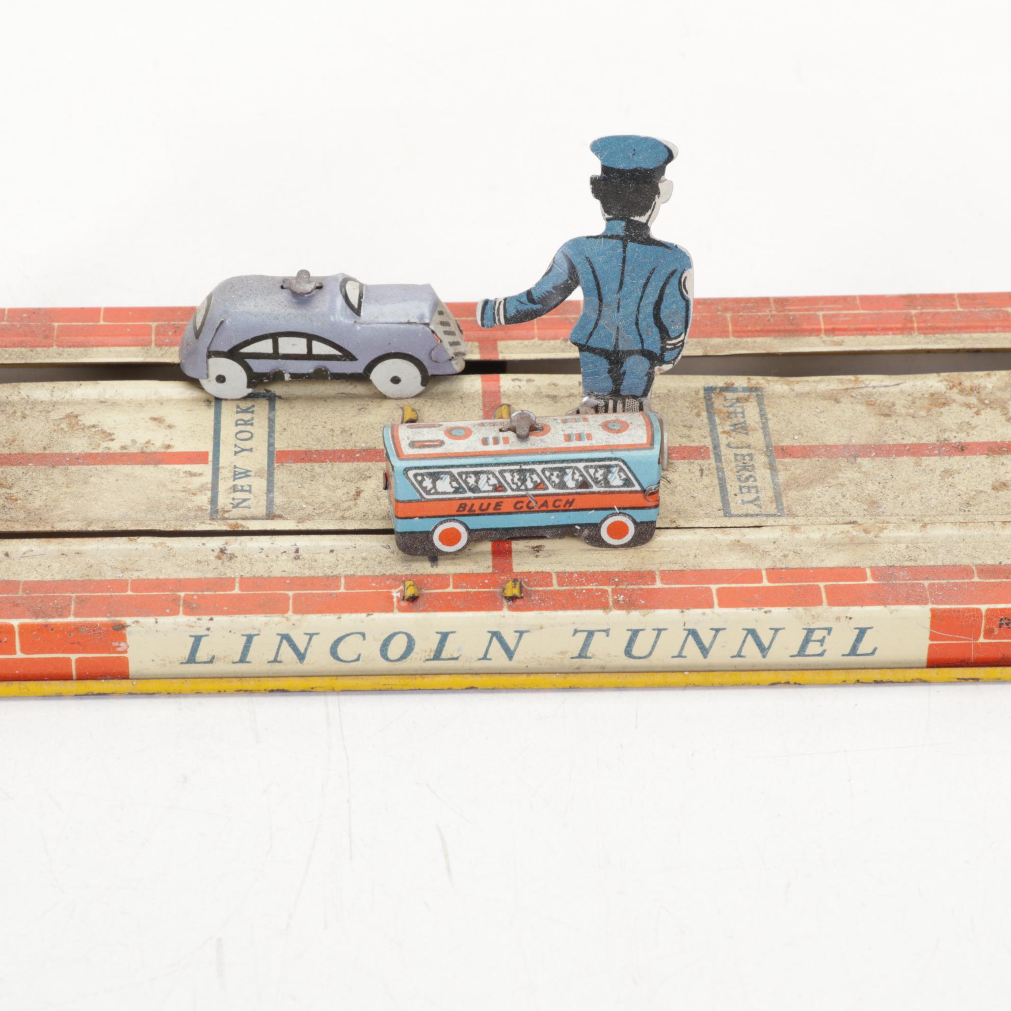 Lincoln Tunnel With Tin Litho Train Track