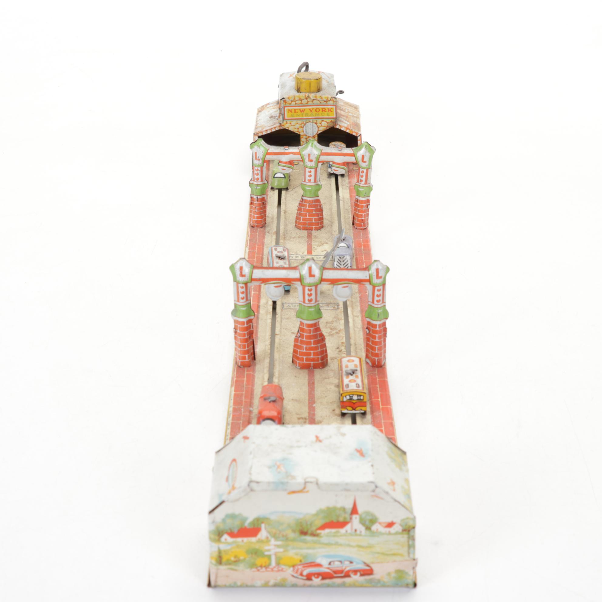 Lincoln Tunnel With Tin Litho Train Track