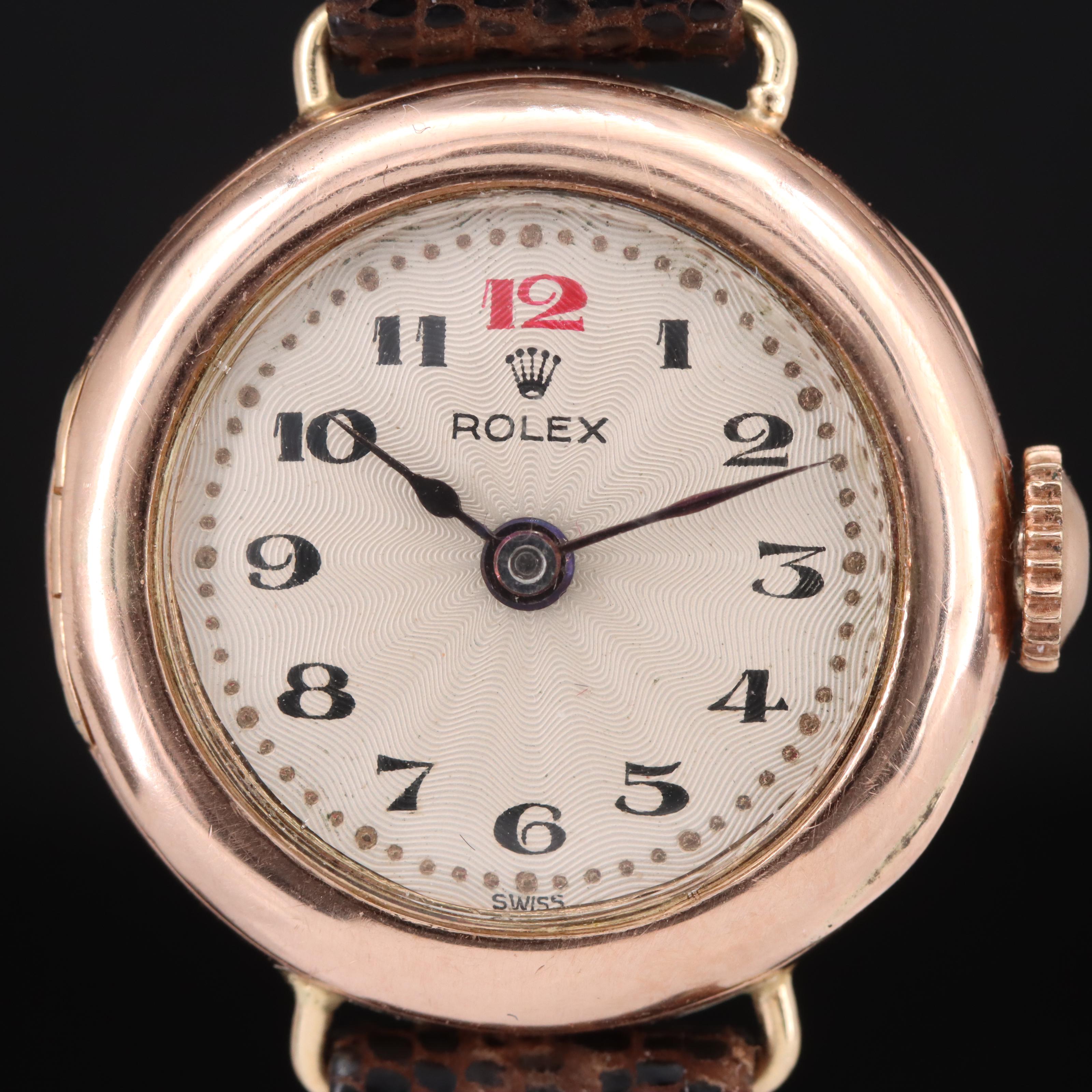 Antique Rolex 9K Rose Gold Watch