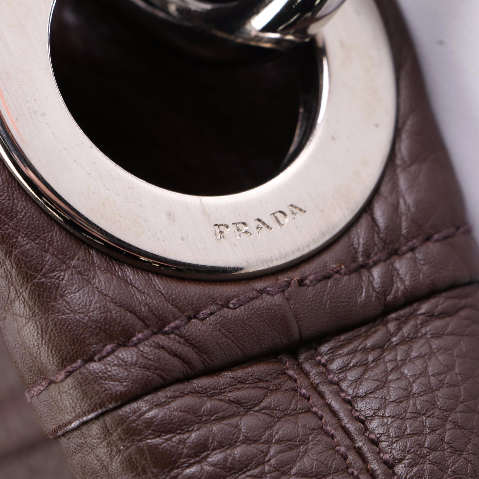 Prada Shoulder Sac Bag in Caffé Vitello Daino Leather with Box