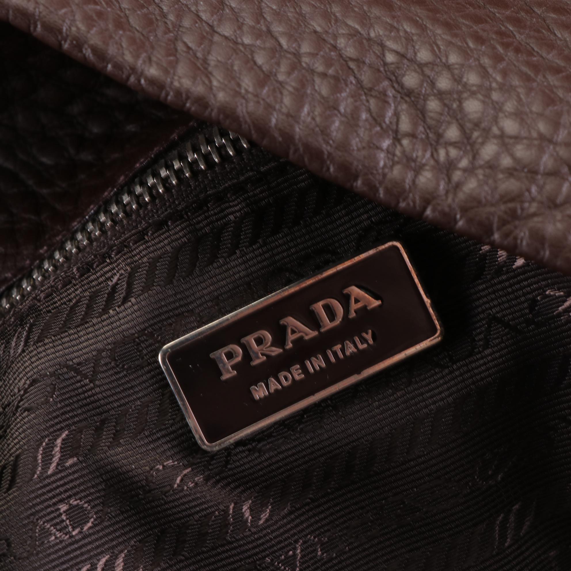 Prada Shoulder Sac Bag in Caffé Vitello Daino Leather with Box