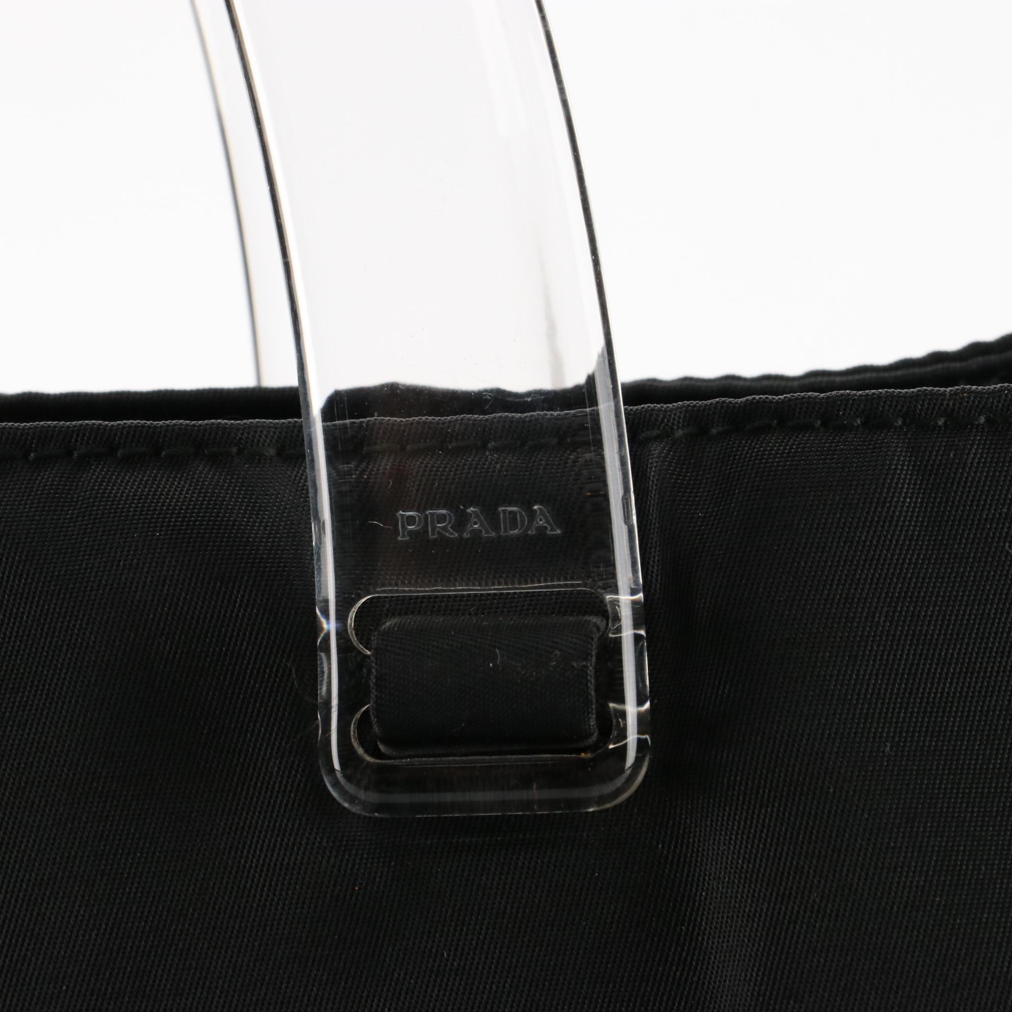 Prada Tessuto Nylon Tote with Transparent Handles