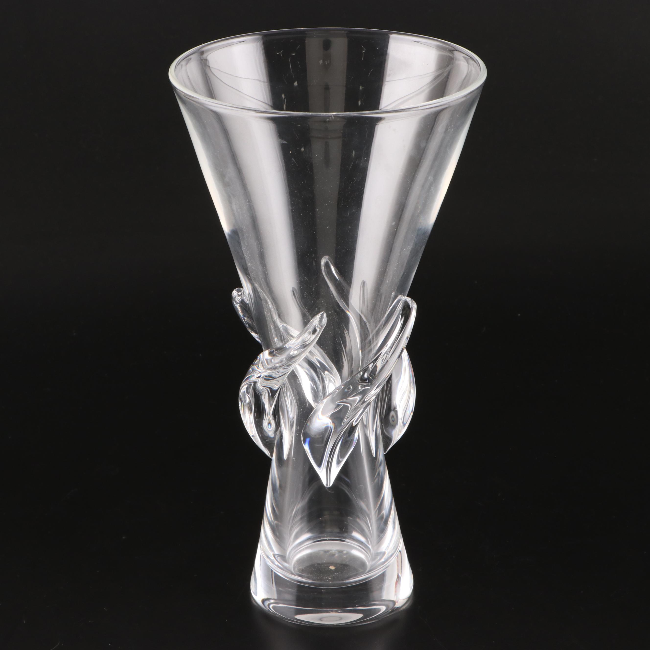 Steuben Art Glass "Rose" Flower Vase Designed by George Thompson