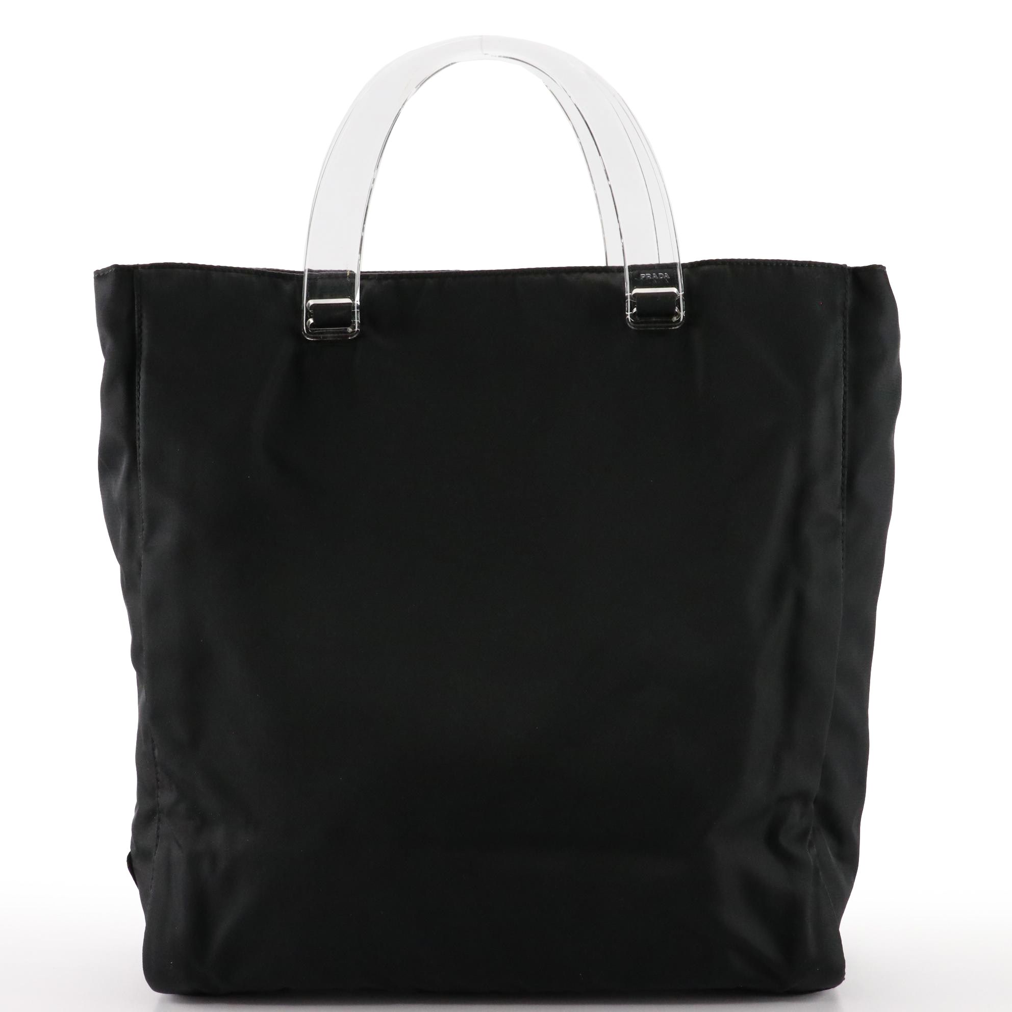 Prada Tessuto Nylon Tote with Transparent Handles