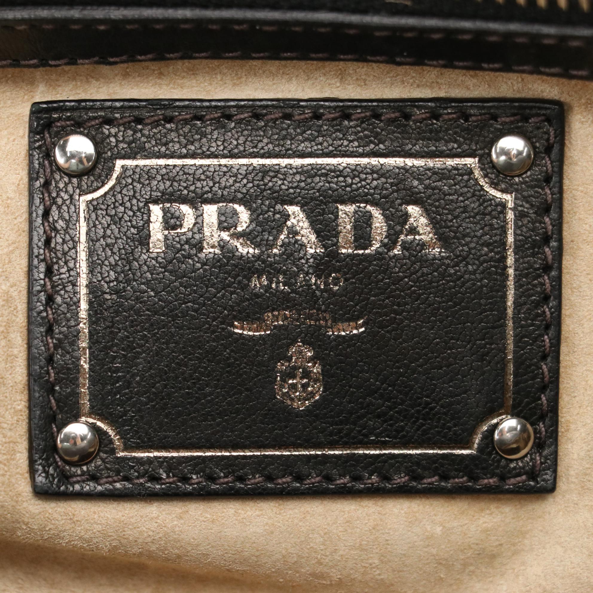 Prada Camo Ruched Nylon Tessuto and Leather Handbag