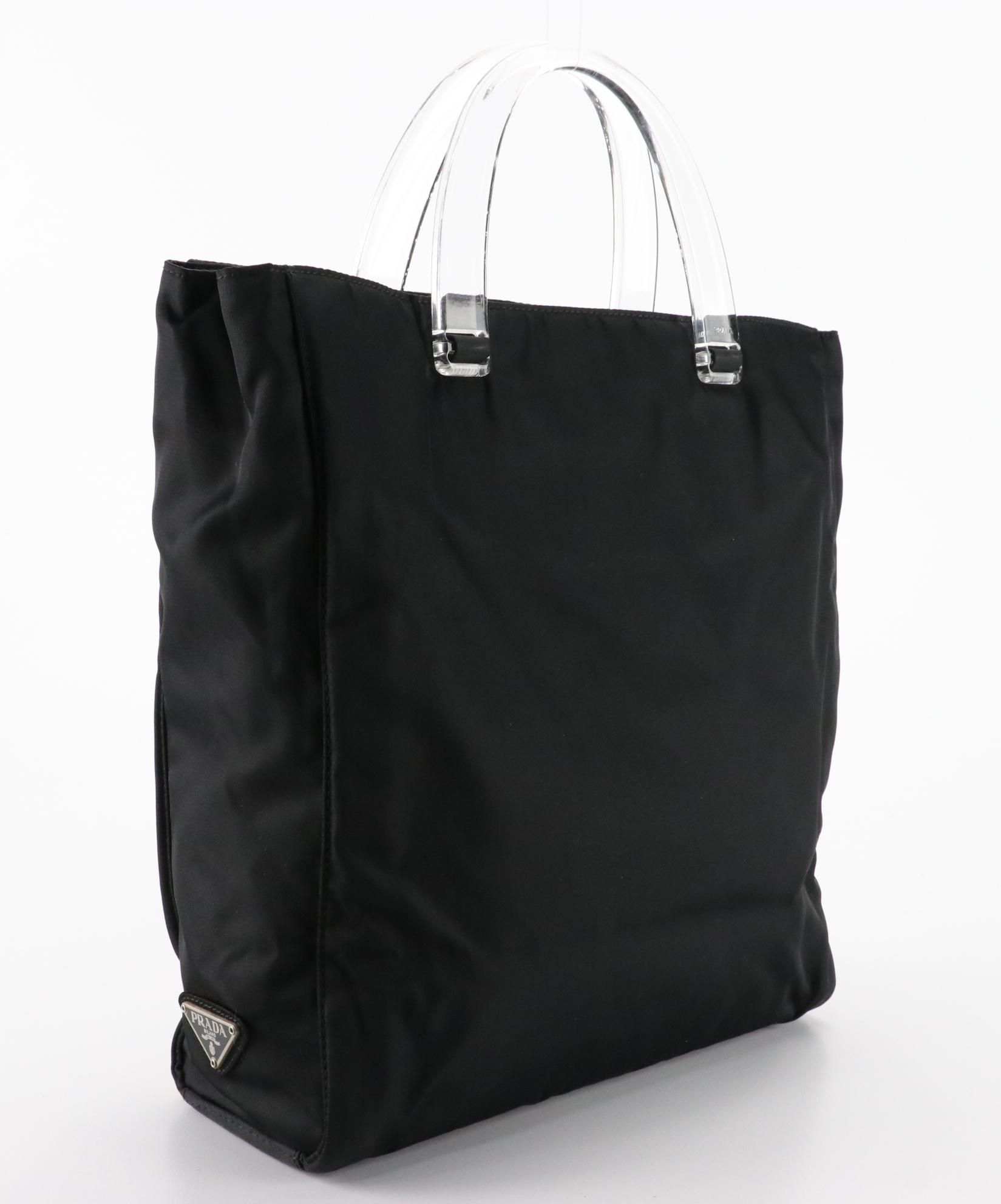 Prada Tessuto Nylon Tote with Transparent Handles
