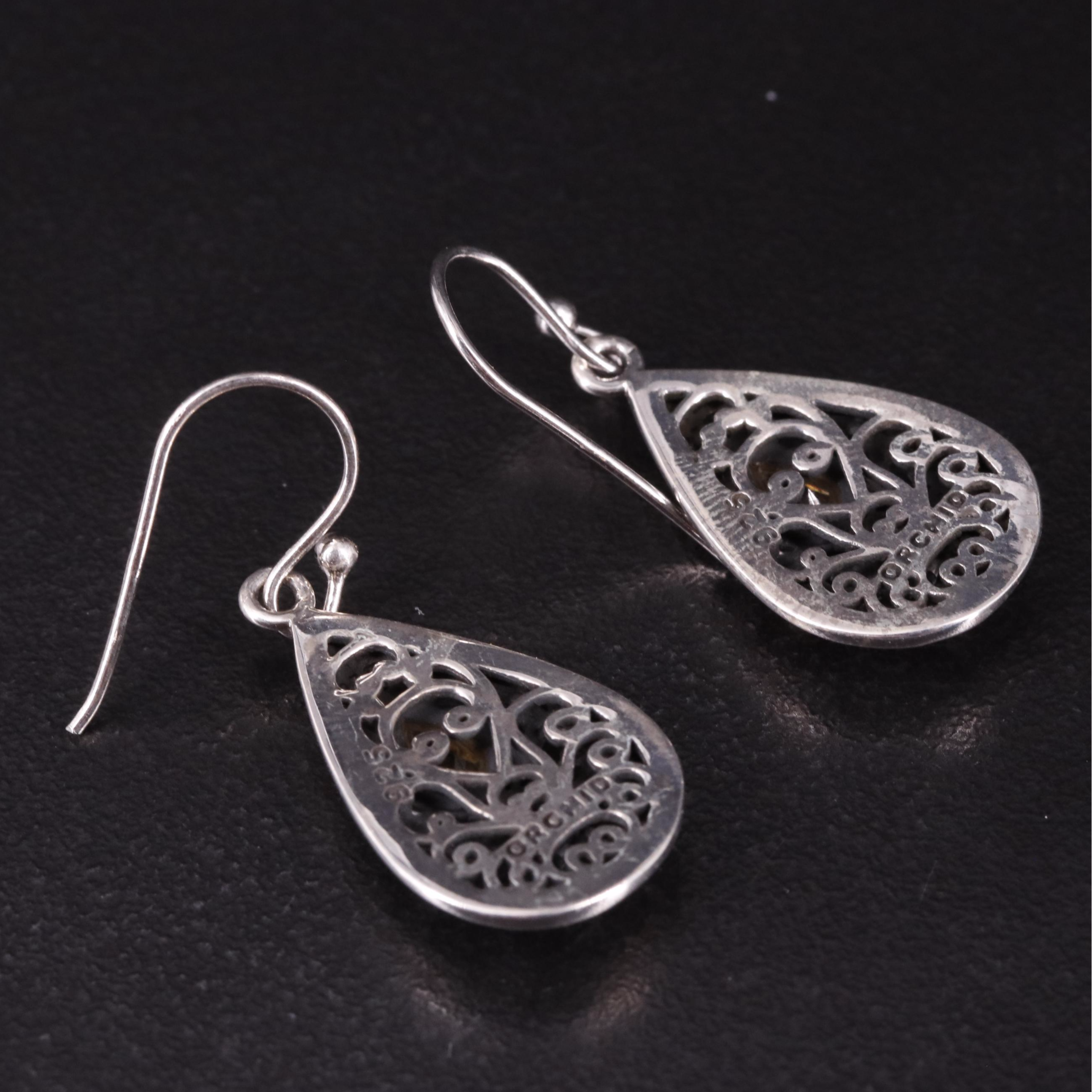 Sterling Citrine Dangle Earrings