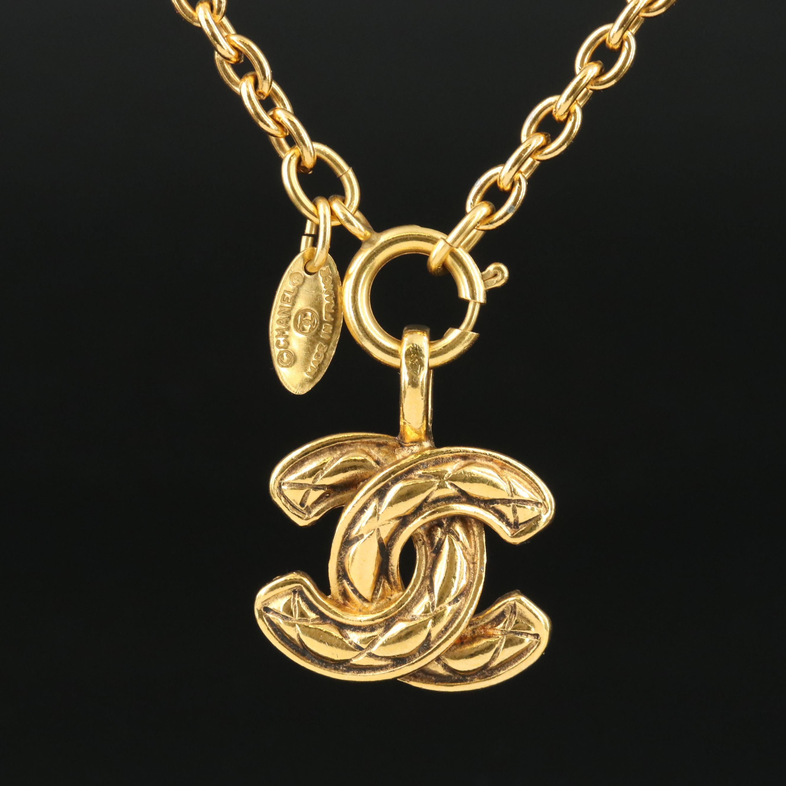 Chanel Quilted CC Logo Necklace
