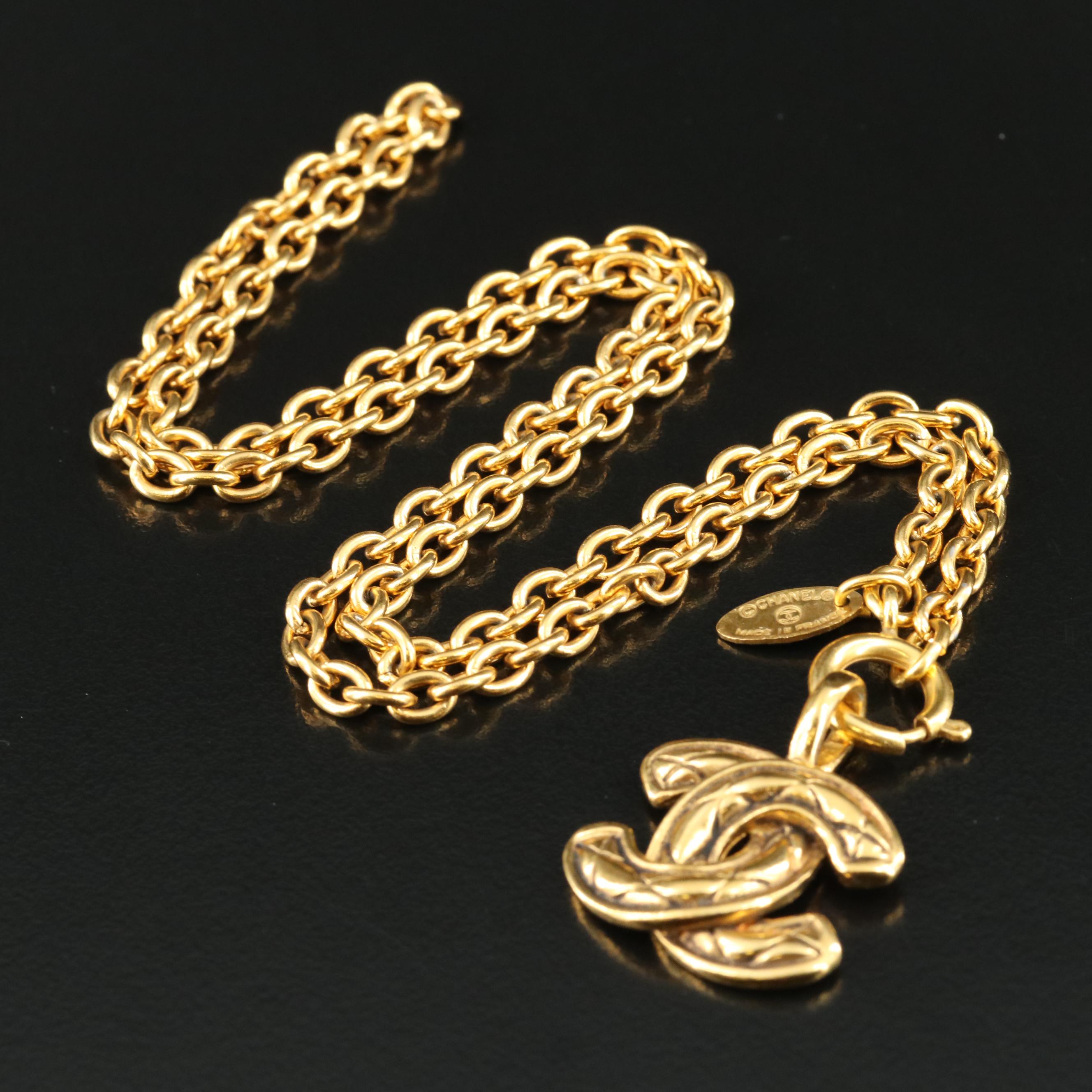 Chanel Quilted CC Logo Necklace