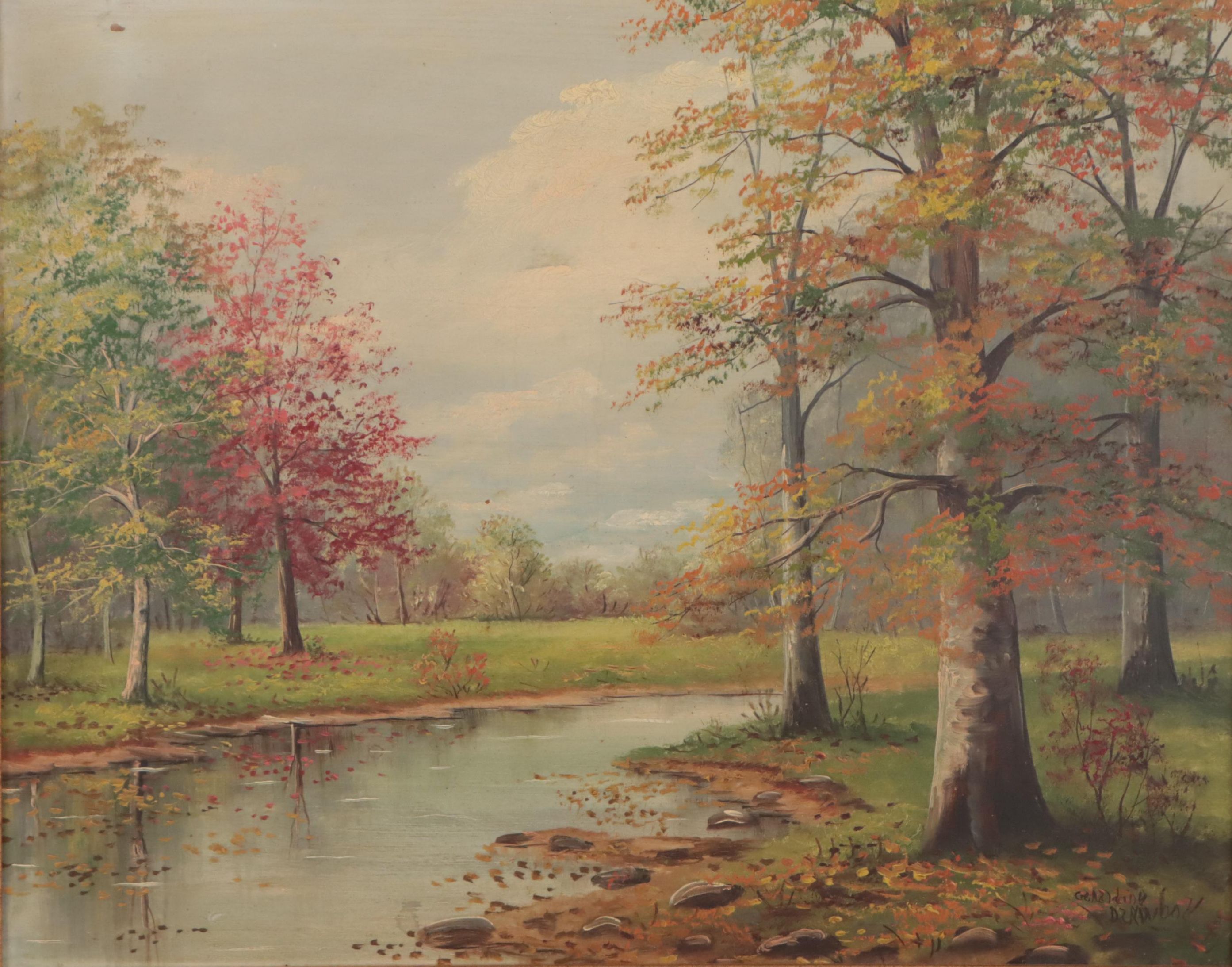 Oil Painting of River Landscape