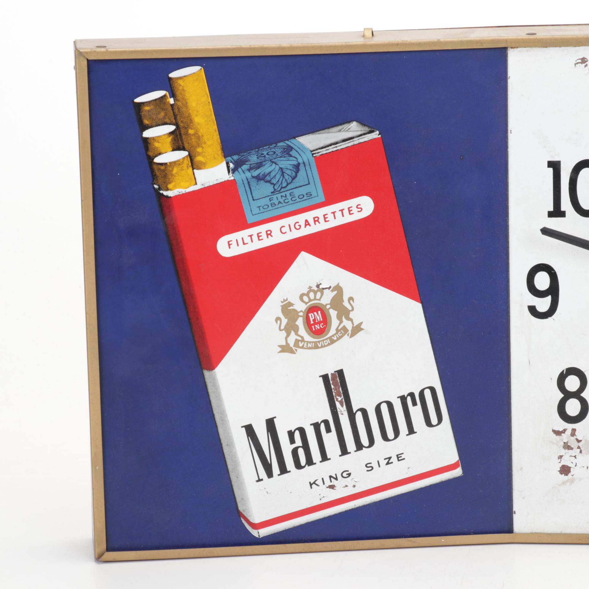 Dash Display Metal Marlboro and Philip Morris Advertising Clock, Mid-20th C.