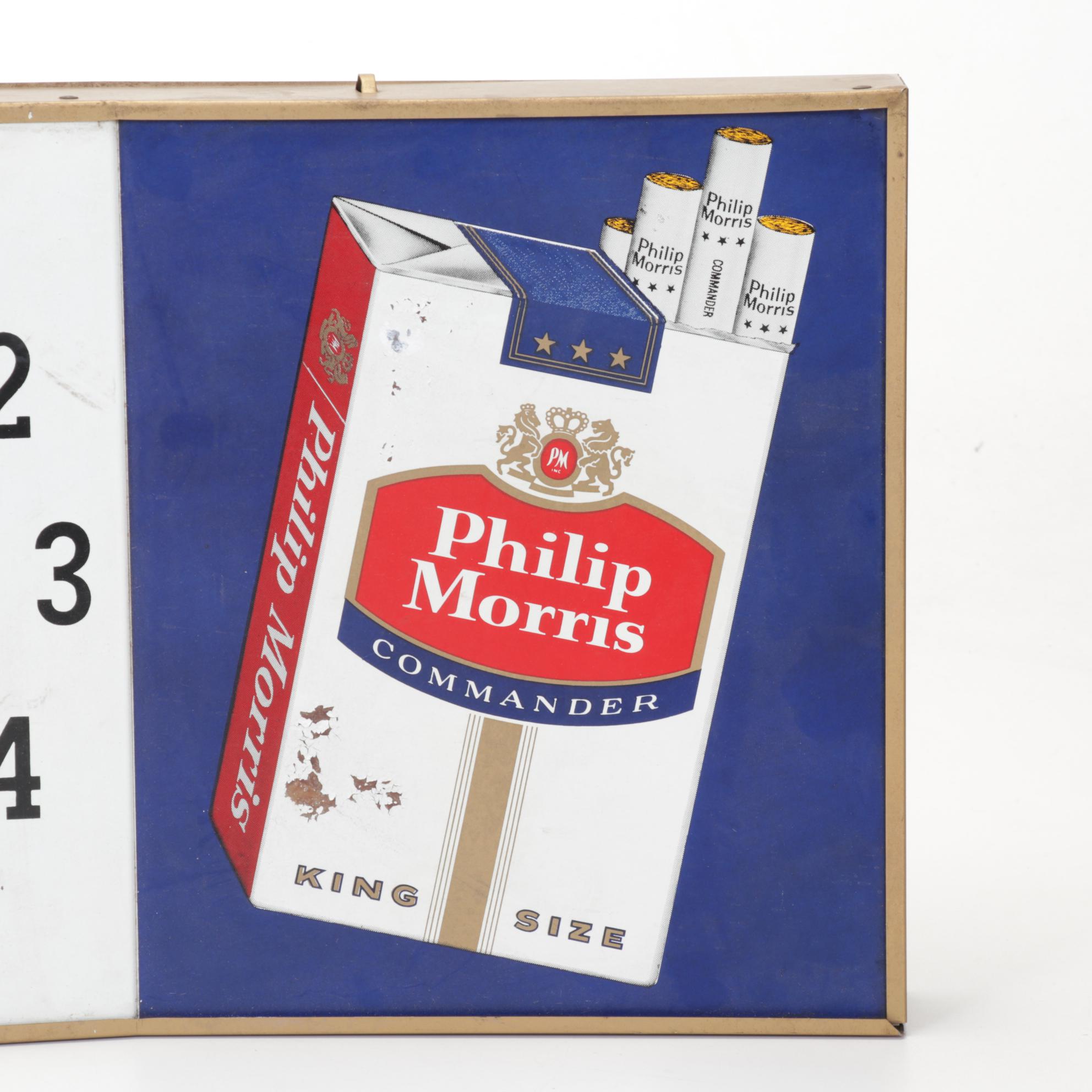 Dash Display Metal Marlboro and Philip Morris Advertising Clock, Mid-20th C.