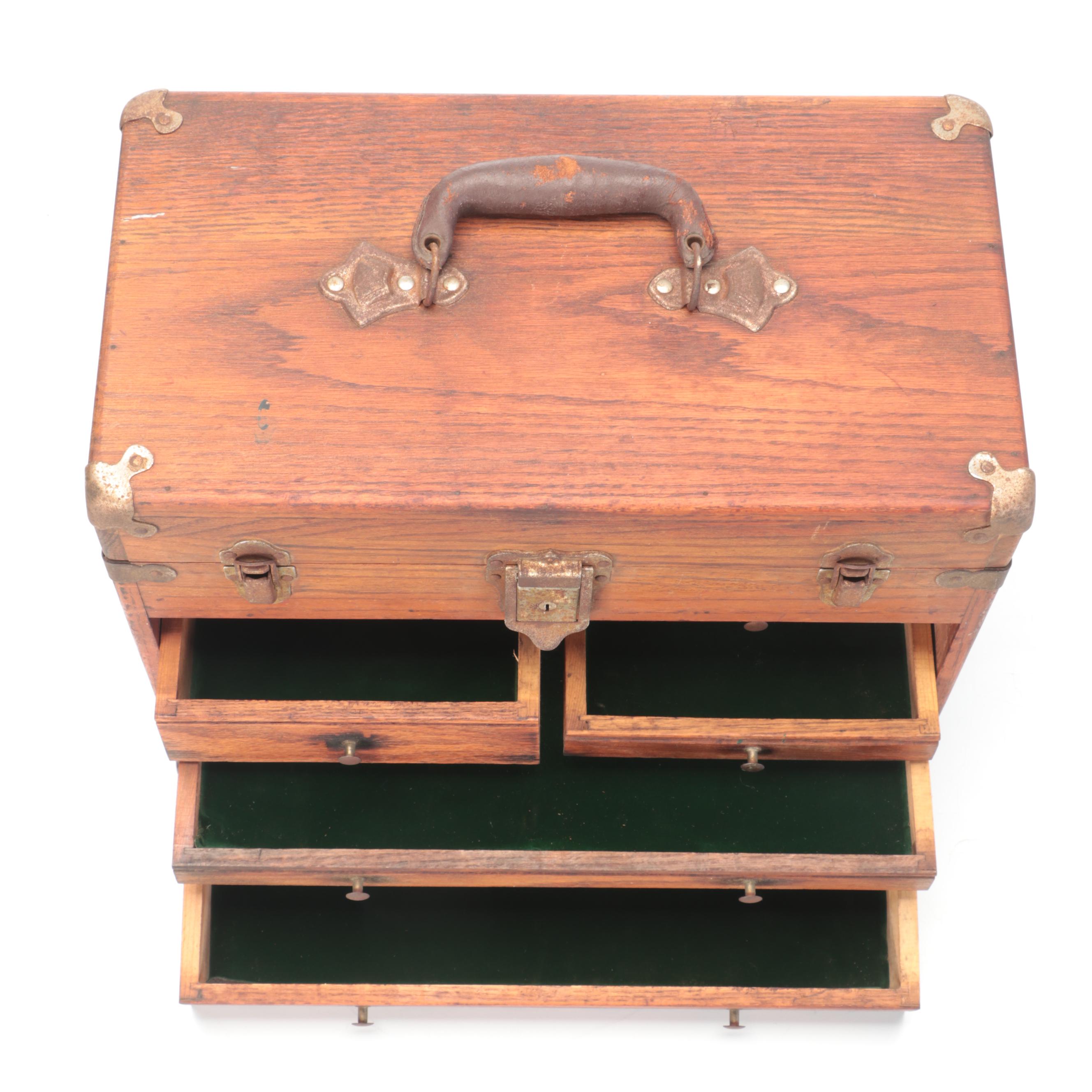 Oak Wood Machinists Tool Box, Early to Mid-20th Century