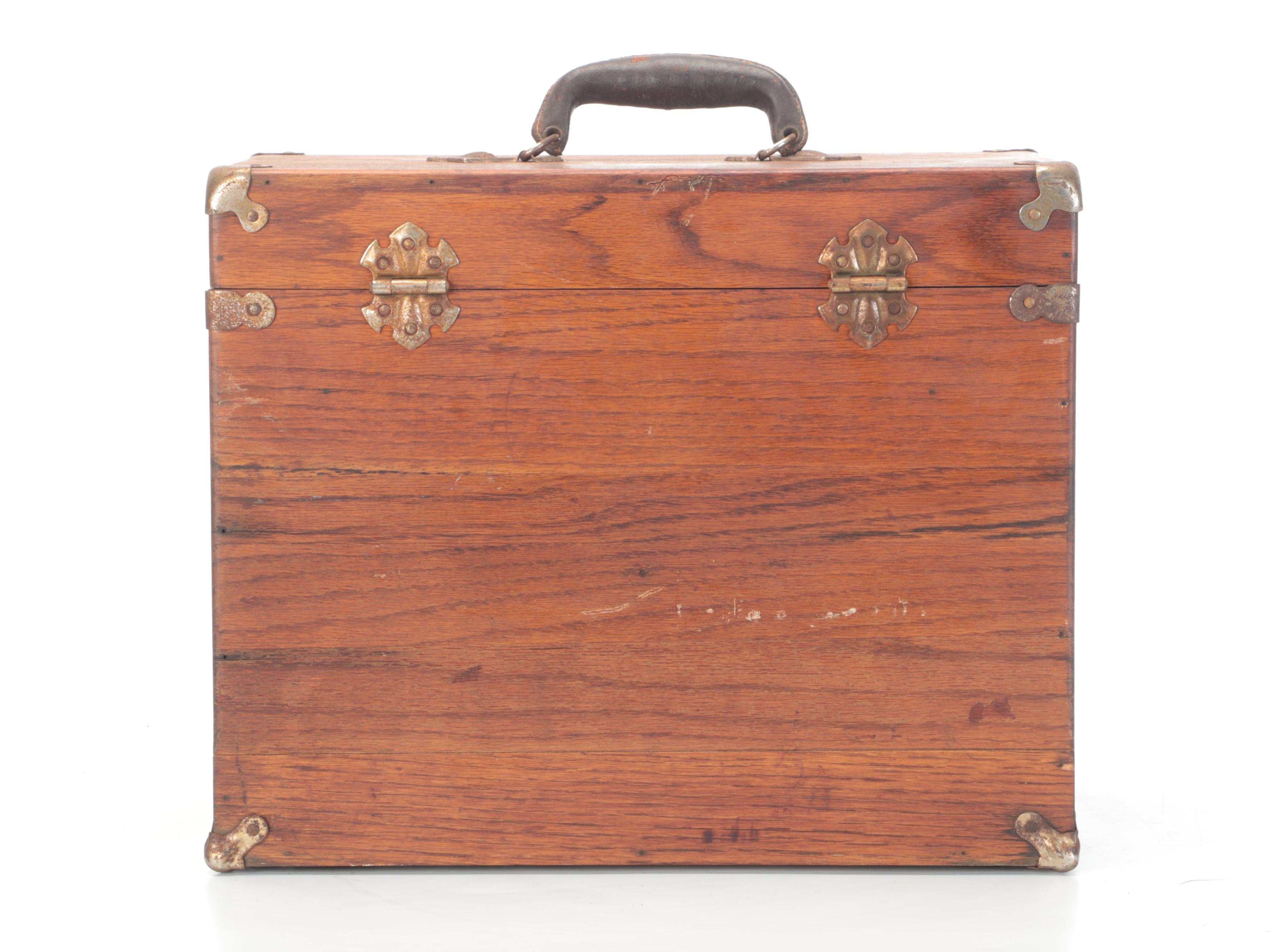 Oak Wood Machinists Tool Box, Early to Mid-20th Century