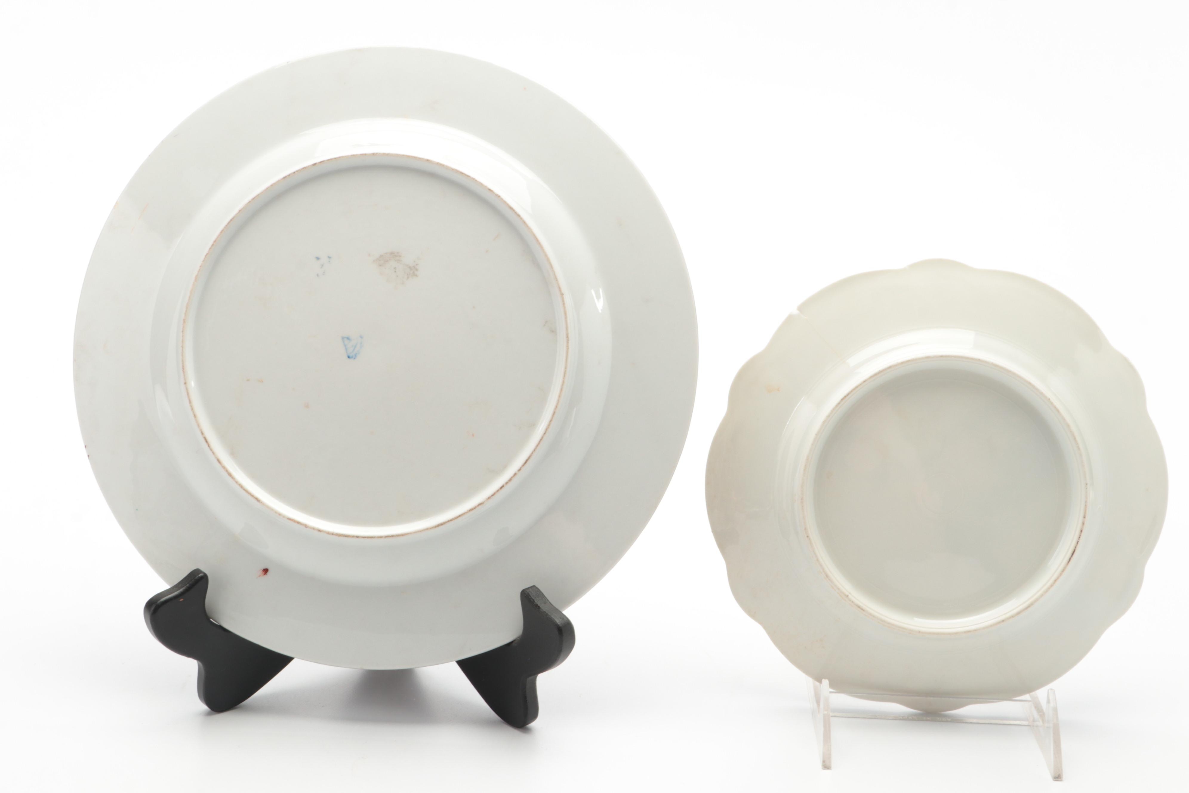 Hand Decorated Japanese Porcelain Portrait Ware and Plate