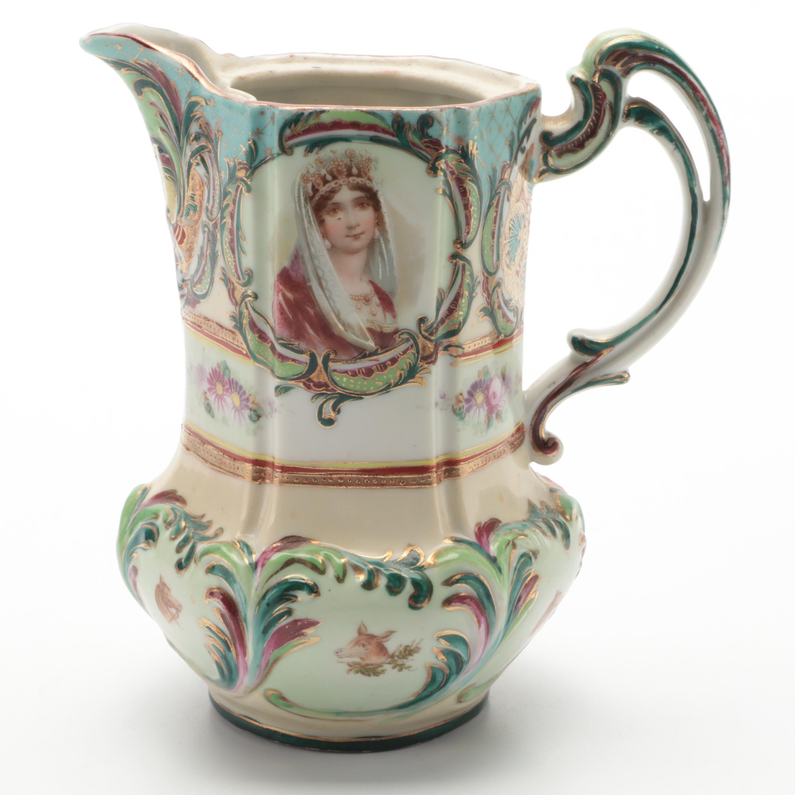 Hand Decorated Japanese Porcelain Portrait Ware and Plate