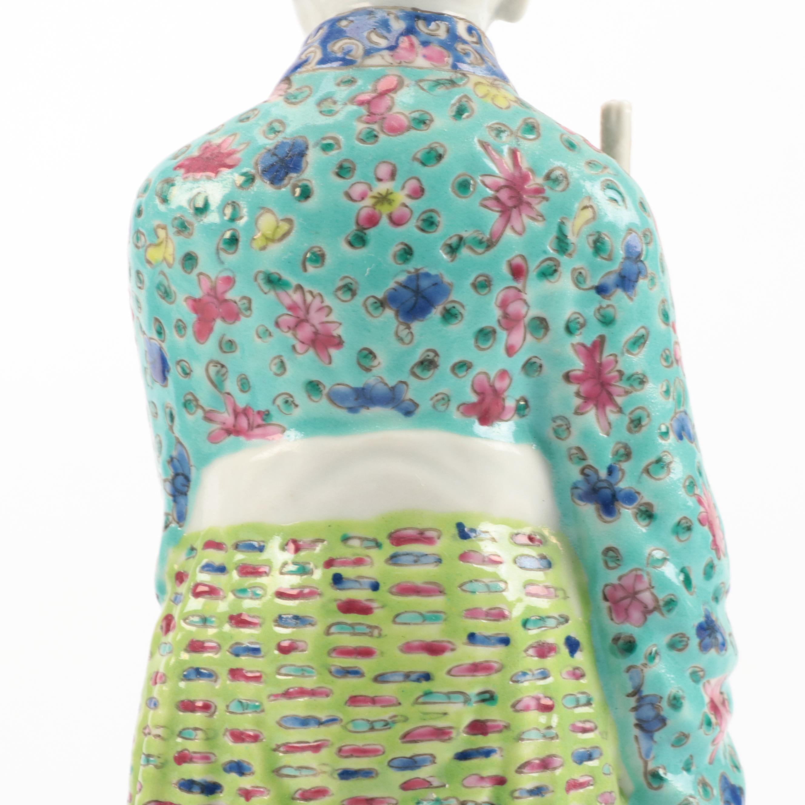 Chinese Porcelain Man and Woman Figurines, Early to Mid 20th Century