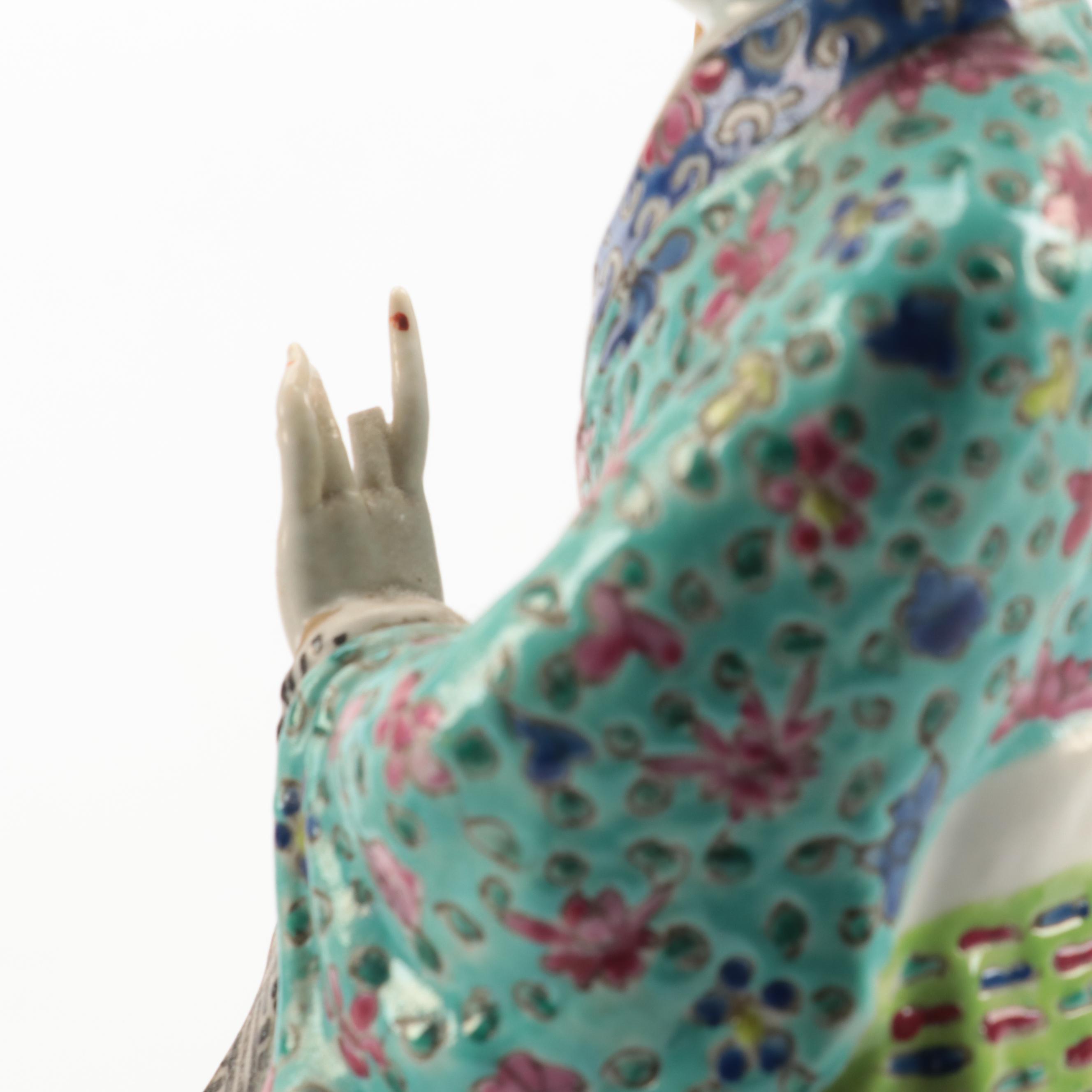 Chinese Porcelain Man and Woman Figurines, Early to Mid 20th Century