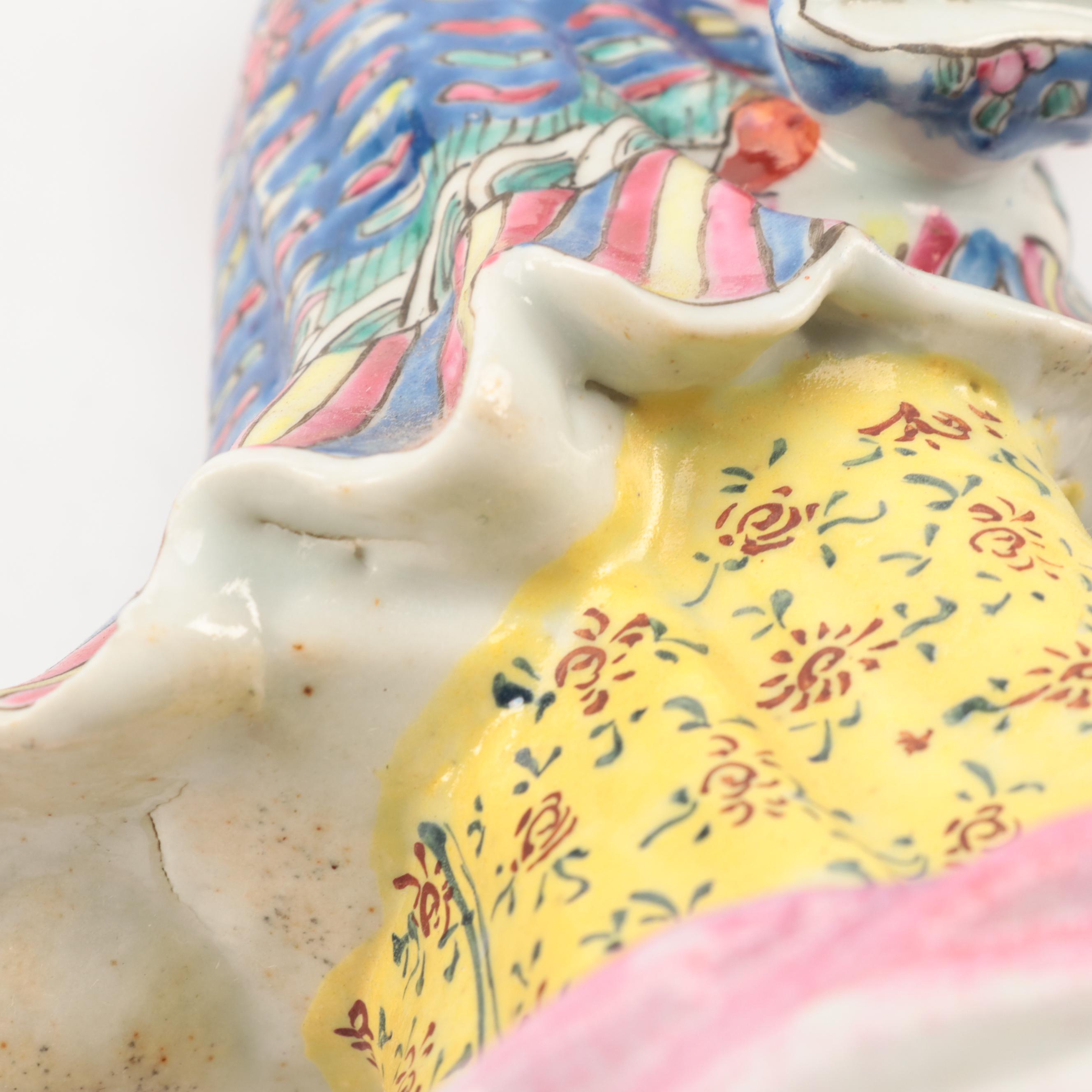 Chinese Porcelain Man and Woman Figurines, Early to Mid 20th Century