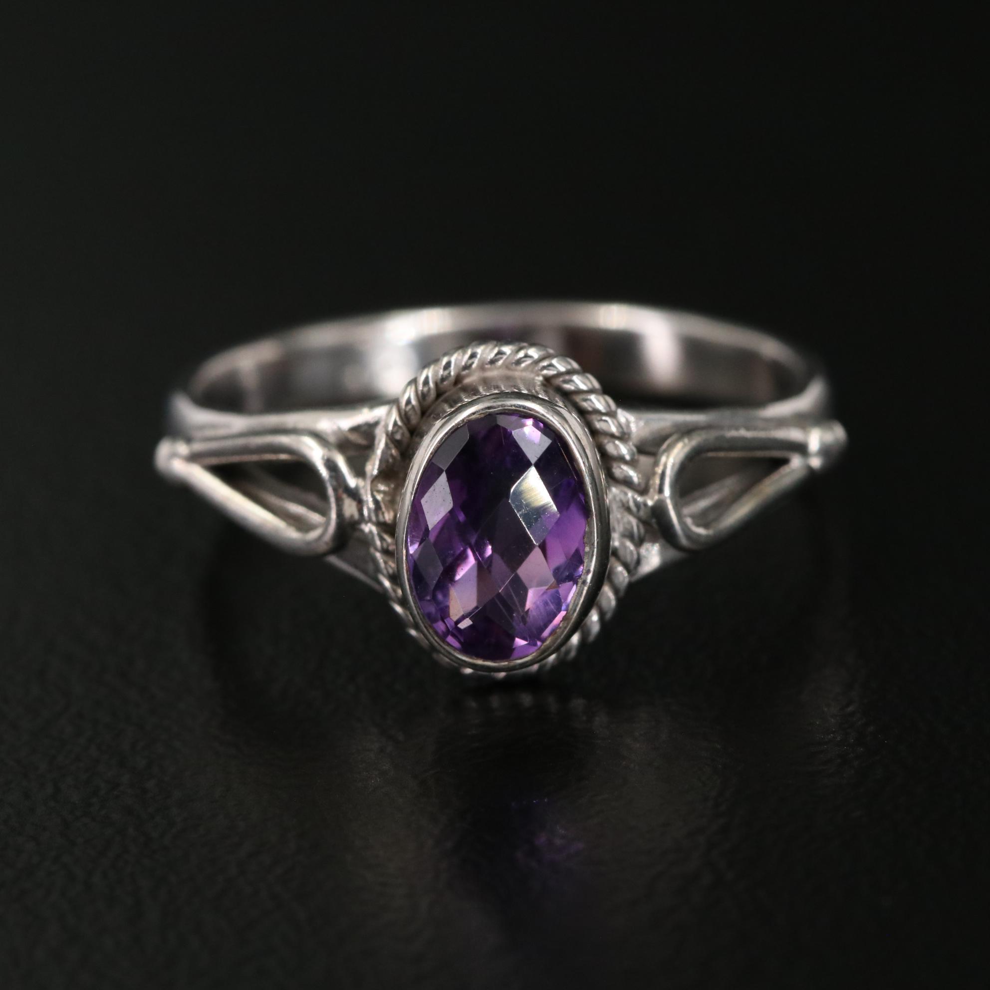 Sterling Amethyst Oval Ring