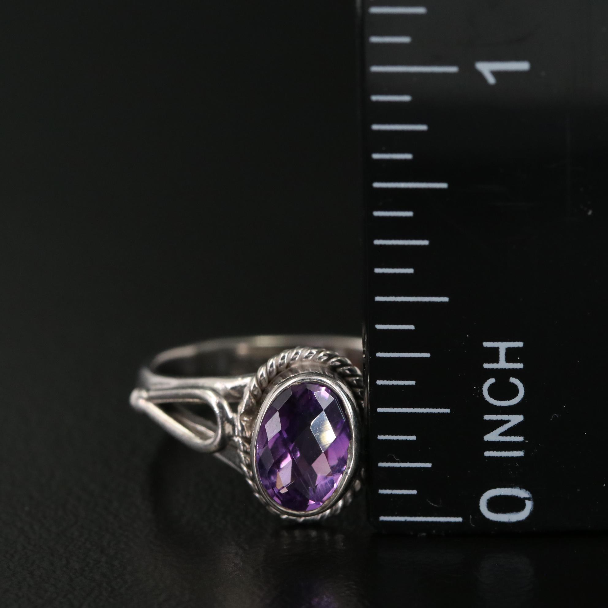 Sterling Amethyst Oval Ring