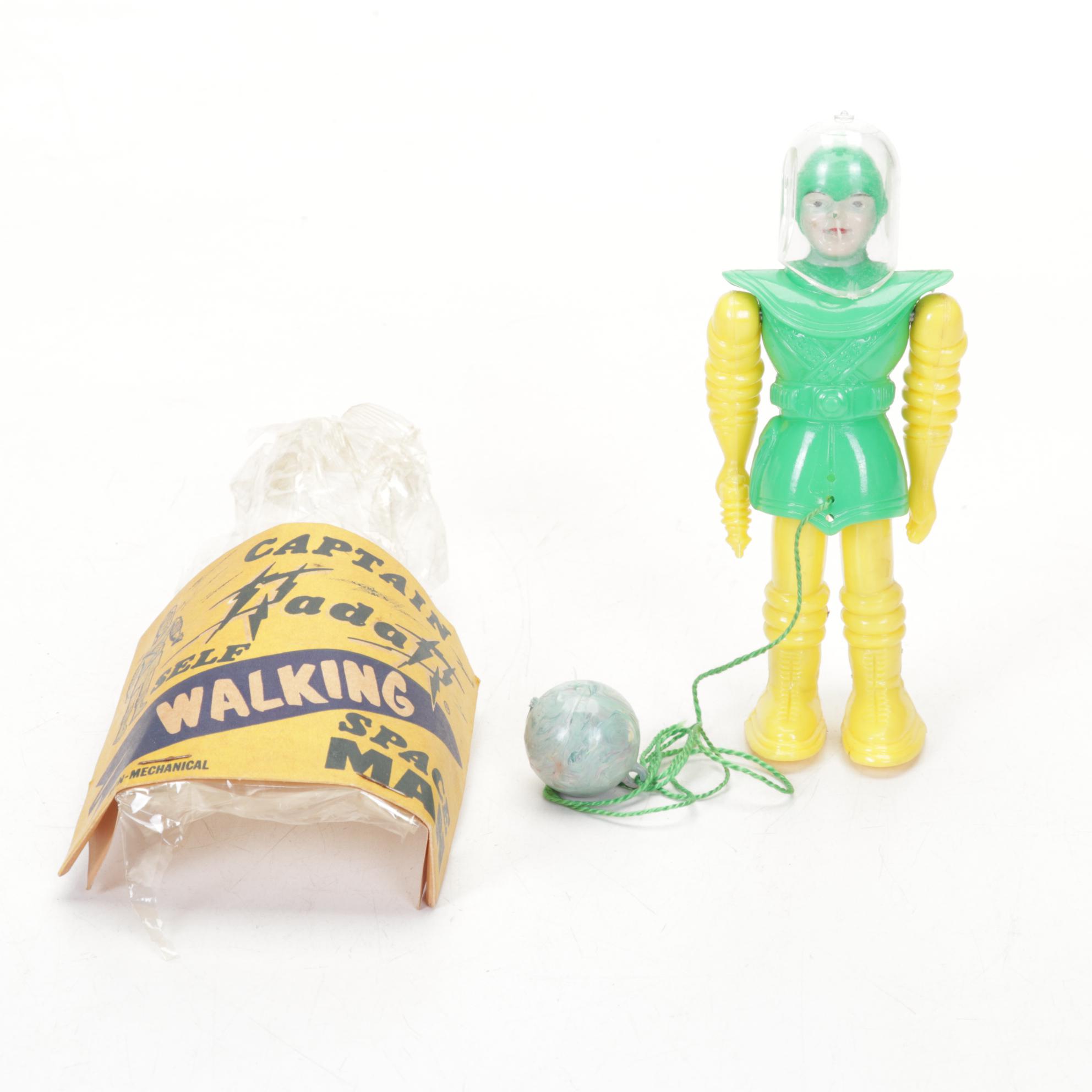 Two Captain Radar Walking Spacemen Toys With Buck Rogers Super Sonic Ray Gun