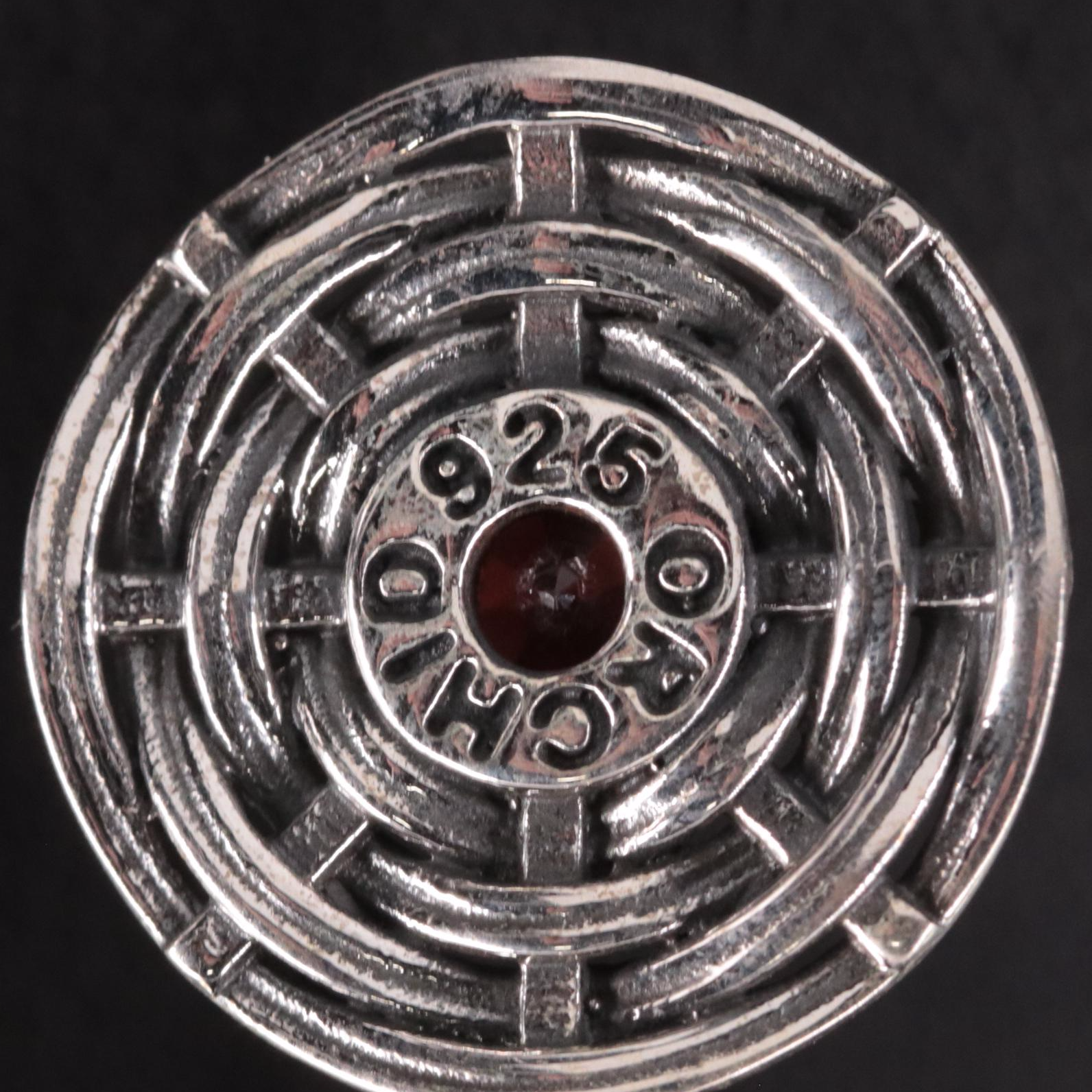 Sterling Garnet Woven Round Drop Earrings