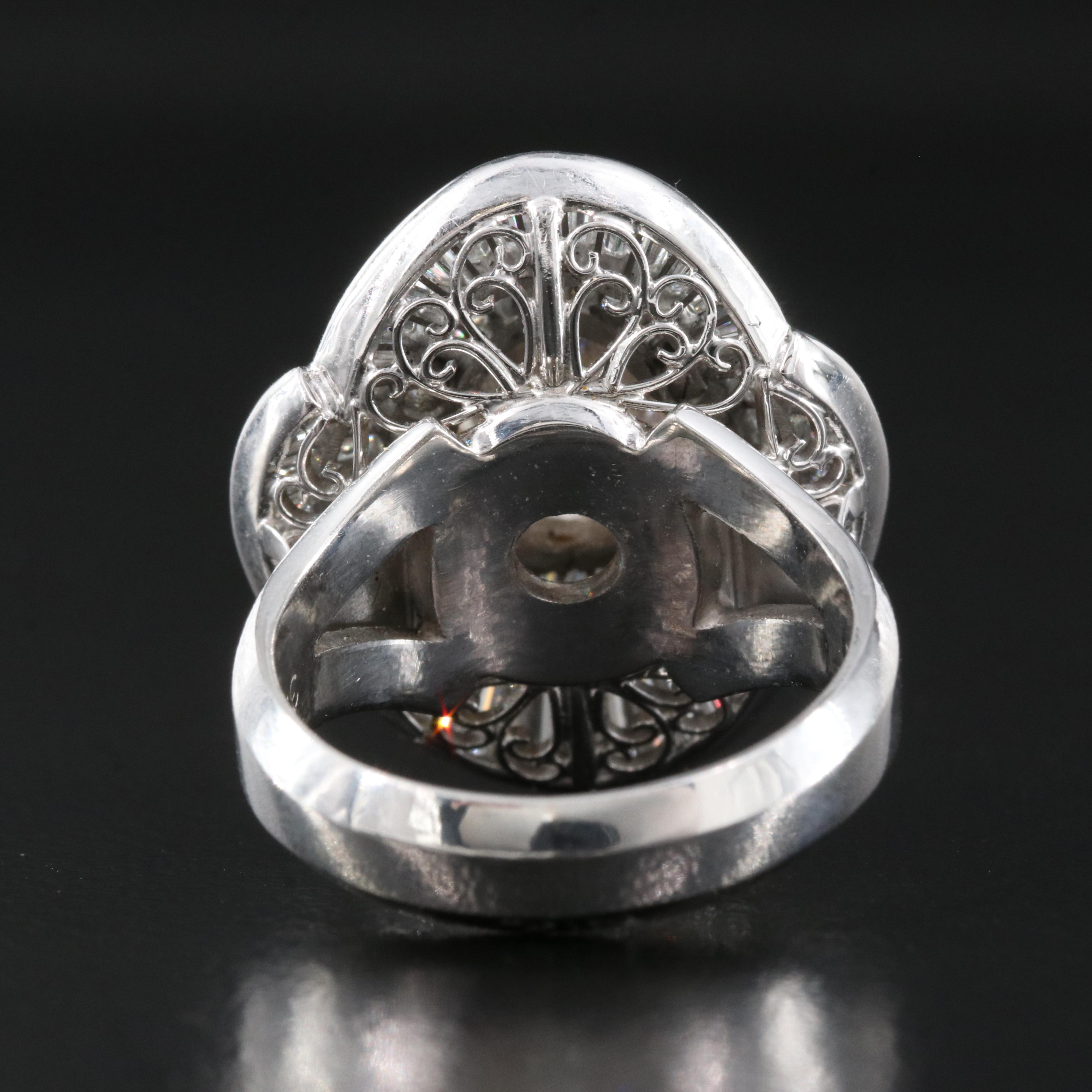 1950s Platinum 5.39 CTW Diamond Tiered Ring with Fancy Brownish Orange Center