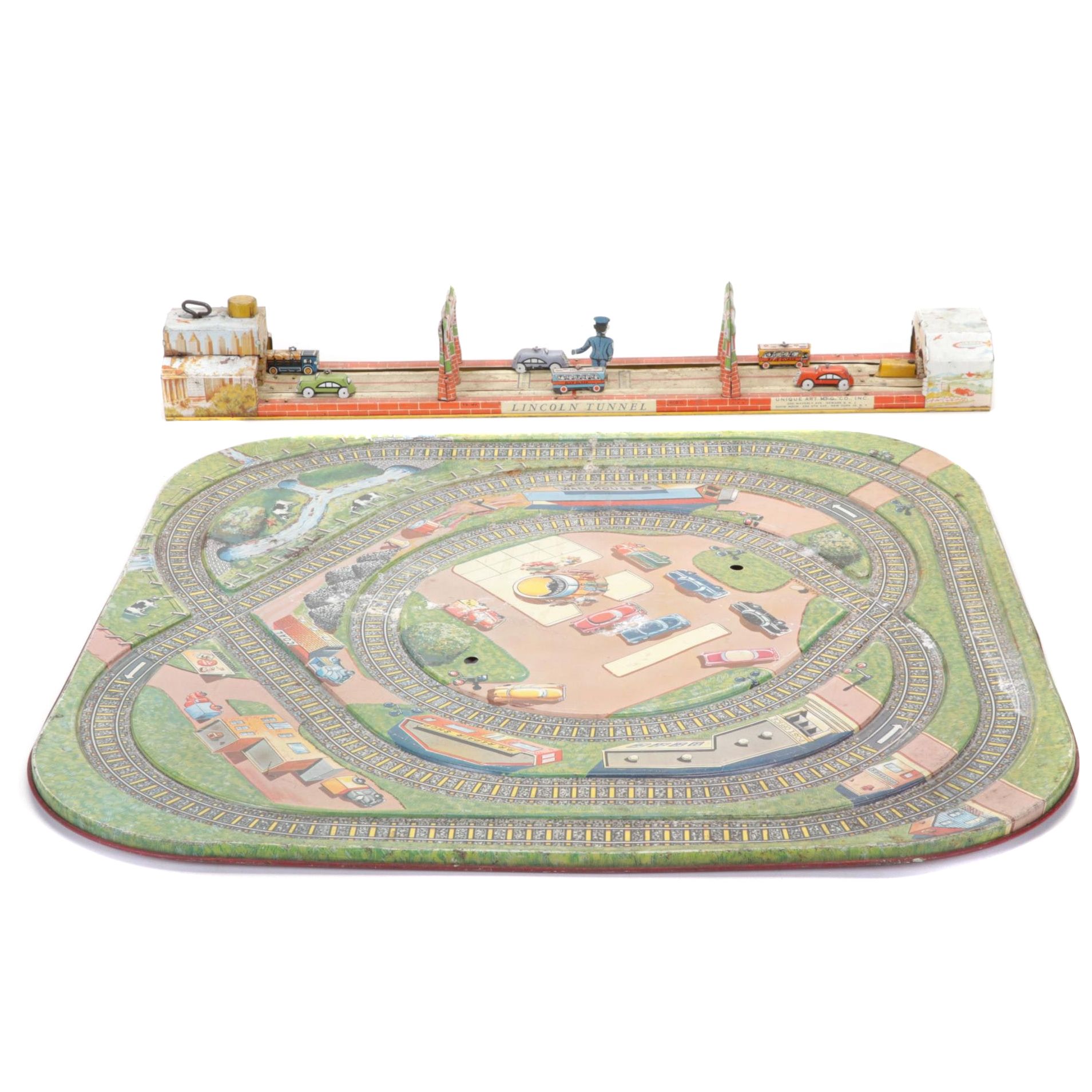 Lincoln Tunnel With Tin Litho Train Track