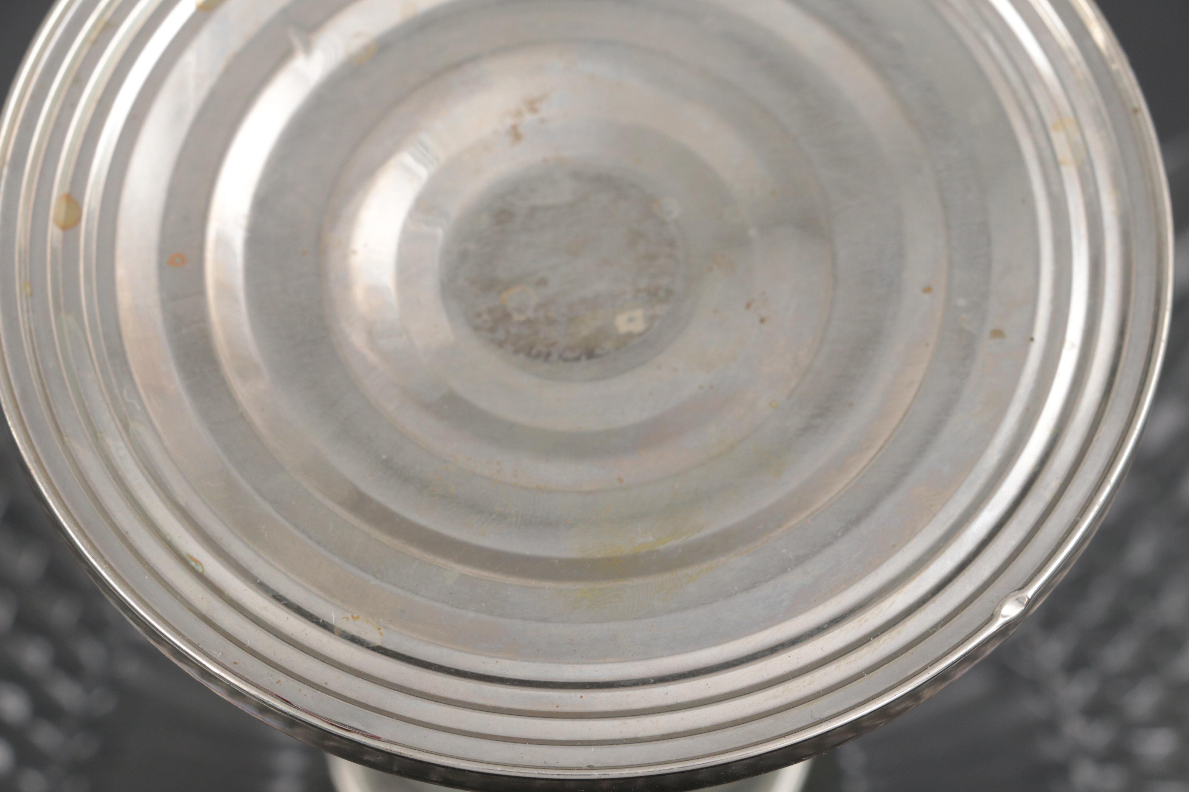 Pressed Glass and Sterling Silver Cake Plates, 20th Century