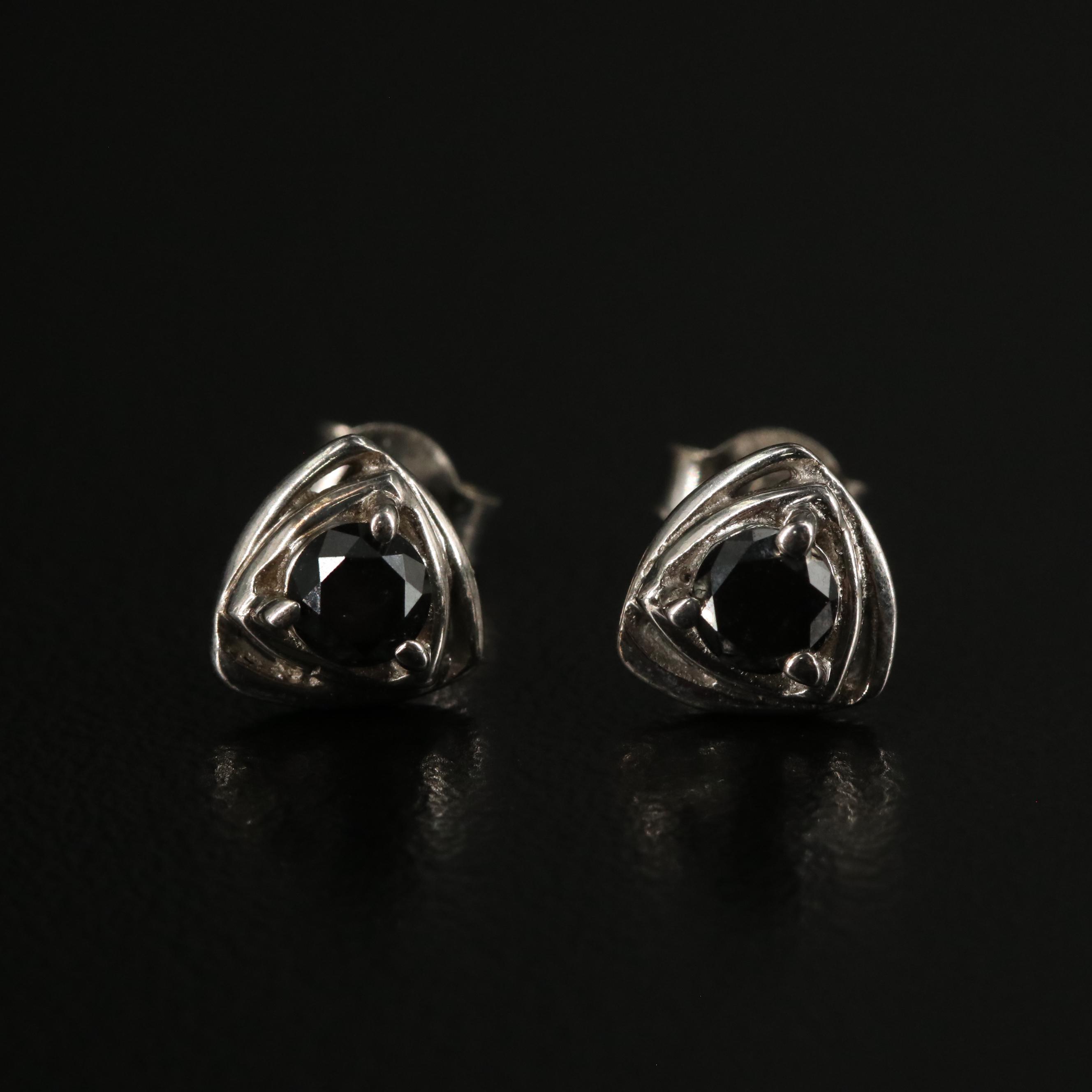 Sterling Diamond Stud Earrings