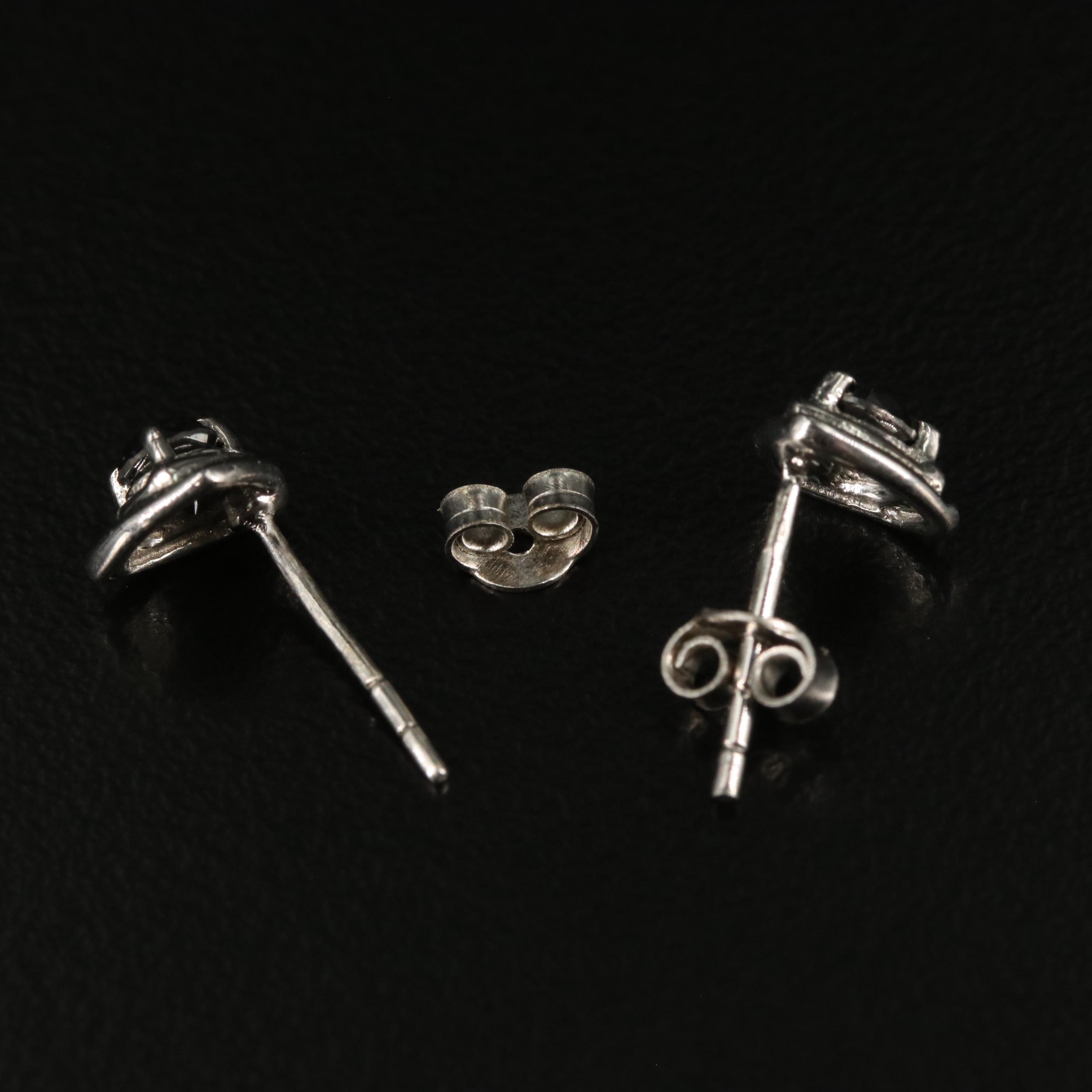 Sterling Diamond Stud Earrings