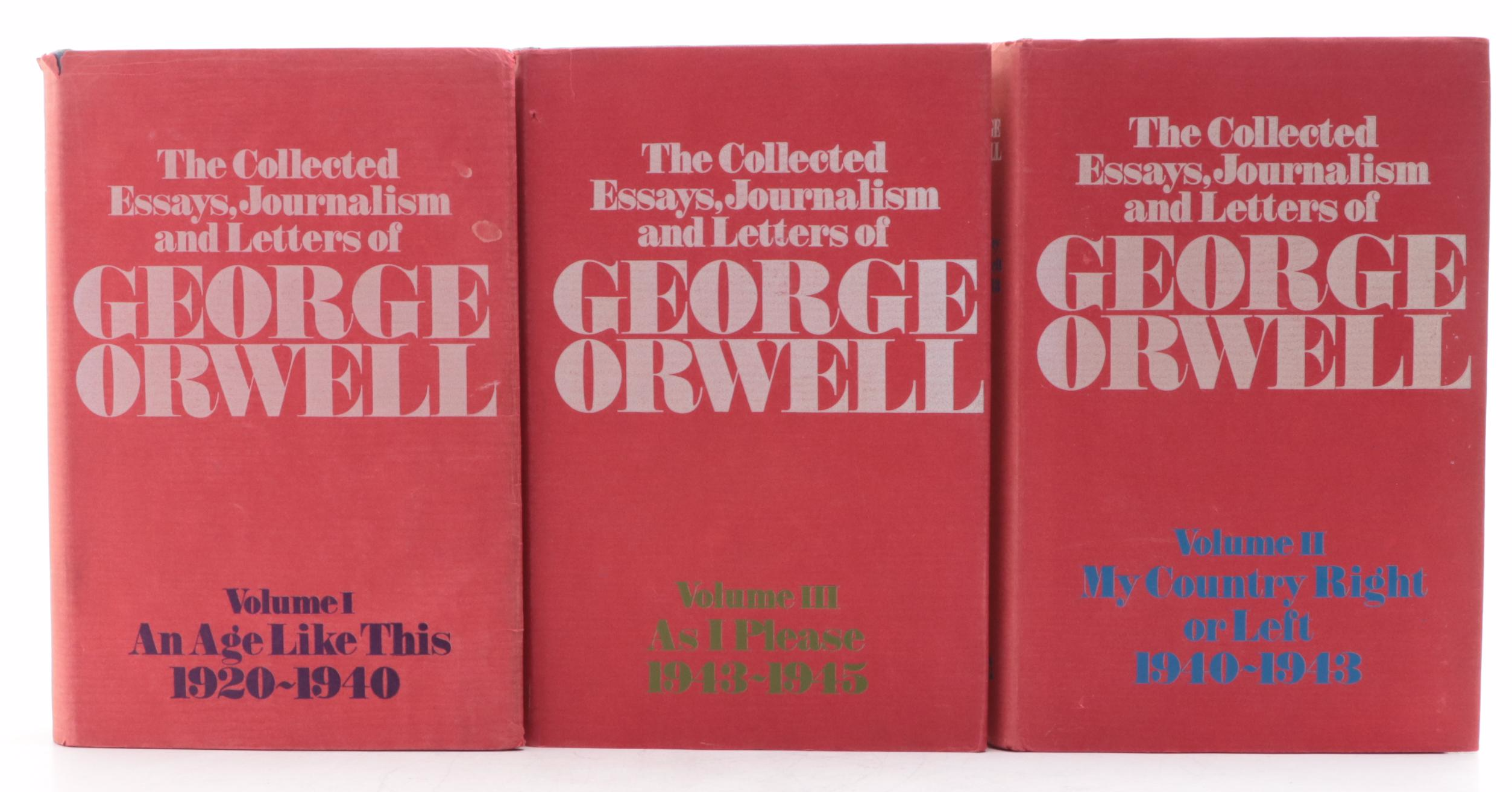 "George Orwell" Partial Volume Set Edited by Sonia Orwell, 1969
