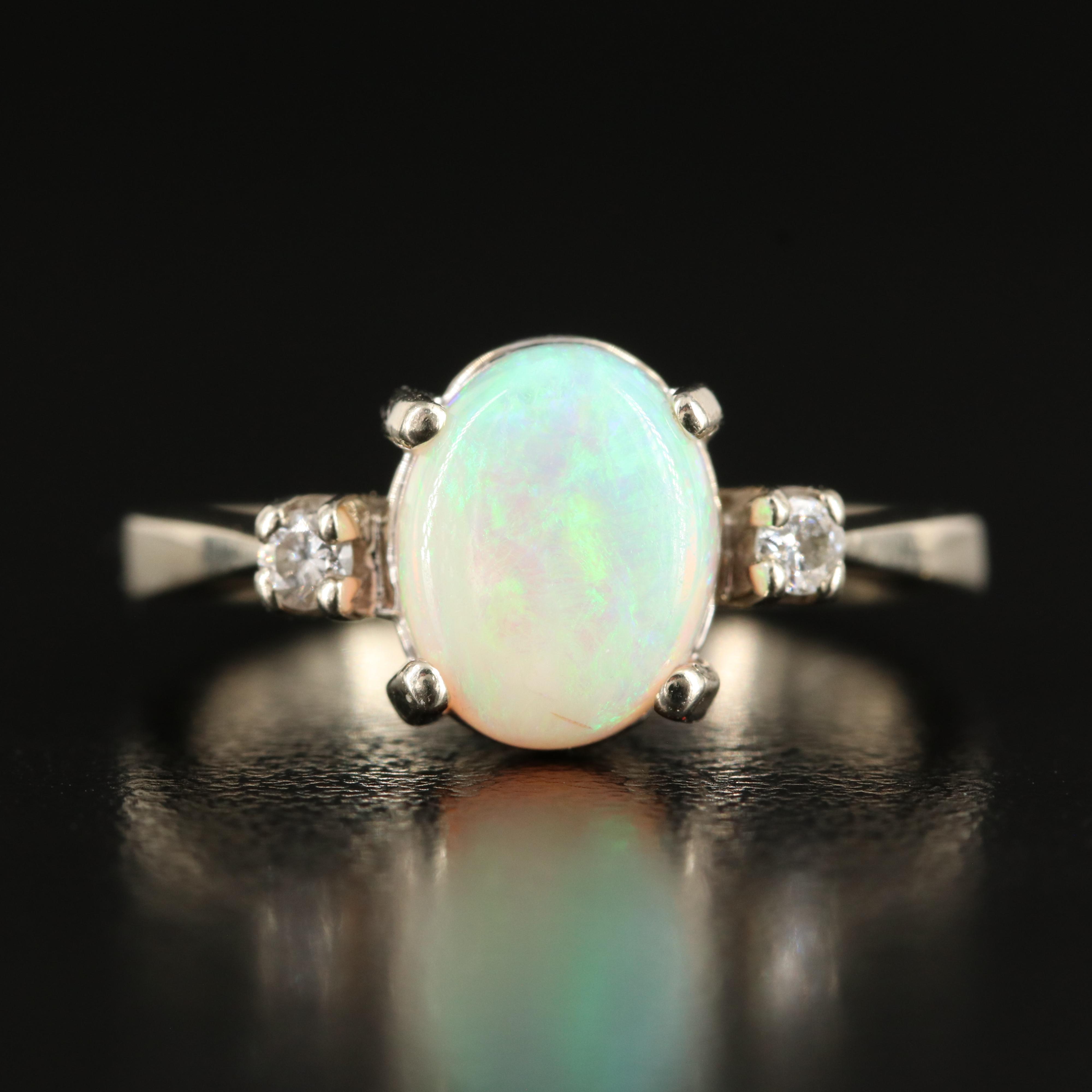 10K Opal and Diamond Ring
