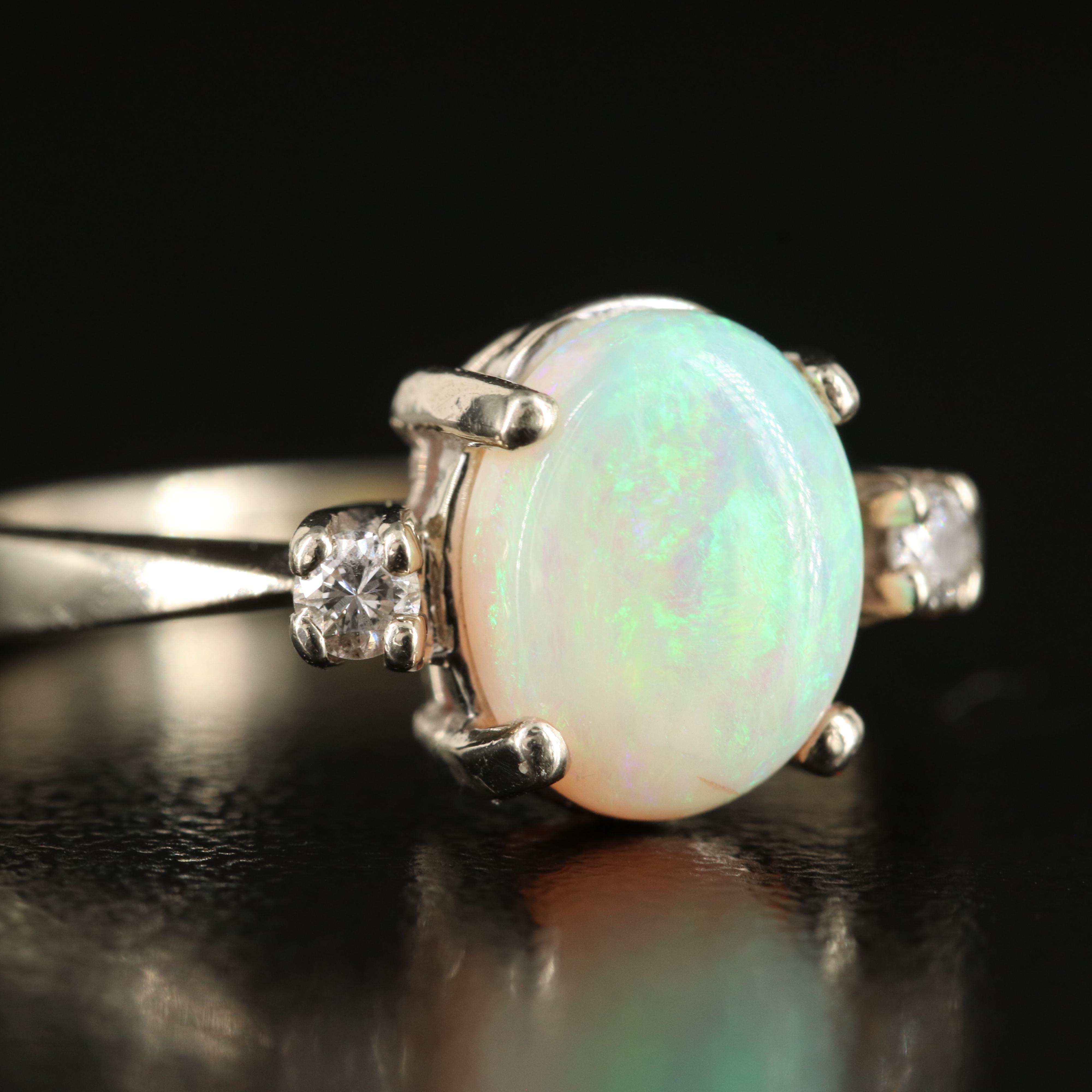 10K Opal and Diamond Ring