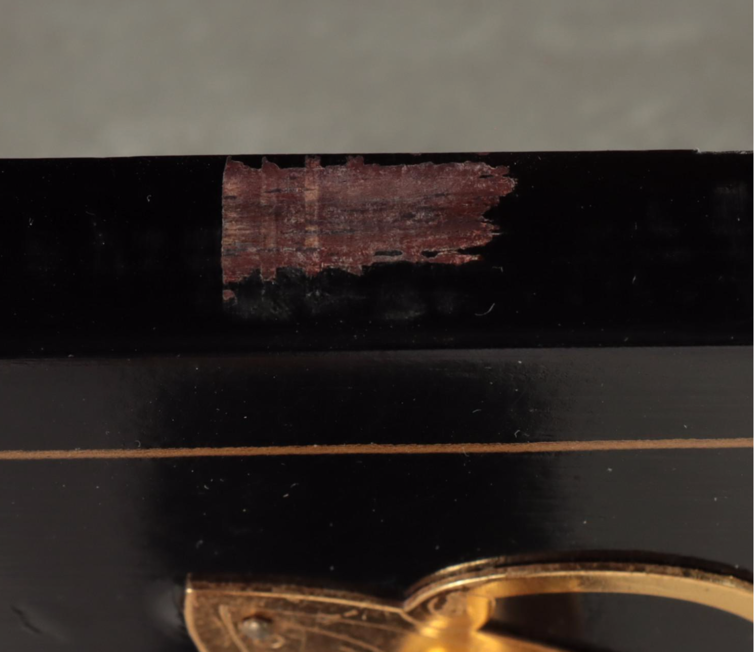 Chinese Black Lacquer Chest of Drawers with Butterfly Shape Pulls