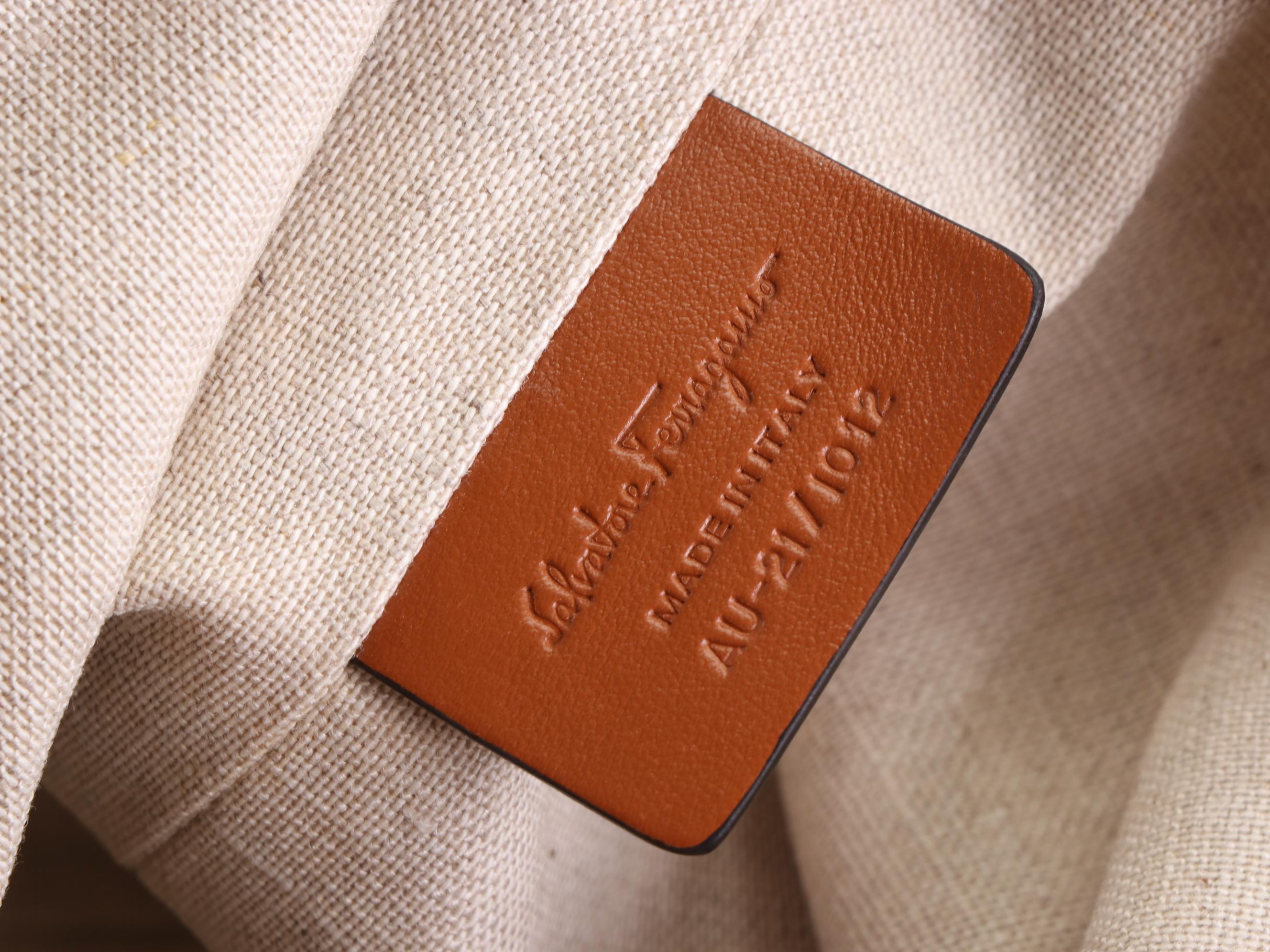 Salvatore Ferragamo Gancini Nylon Print and Leather Travel Tote with Zip Pouch