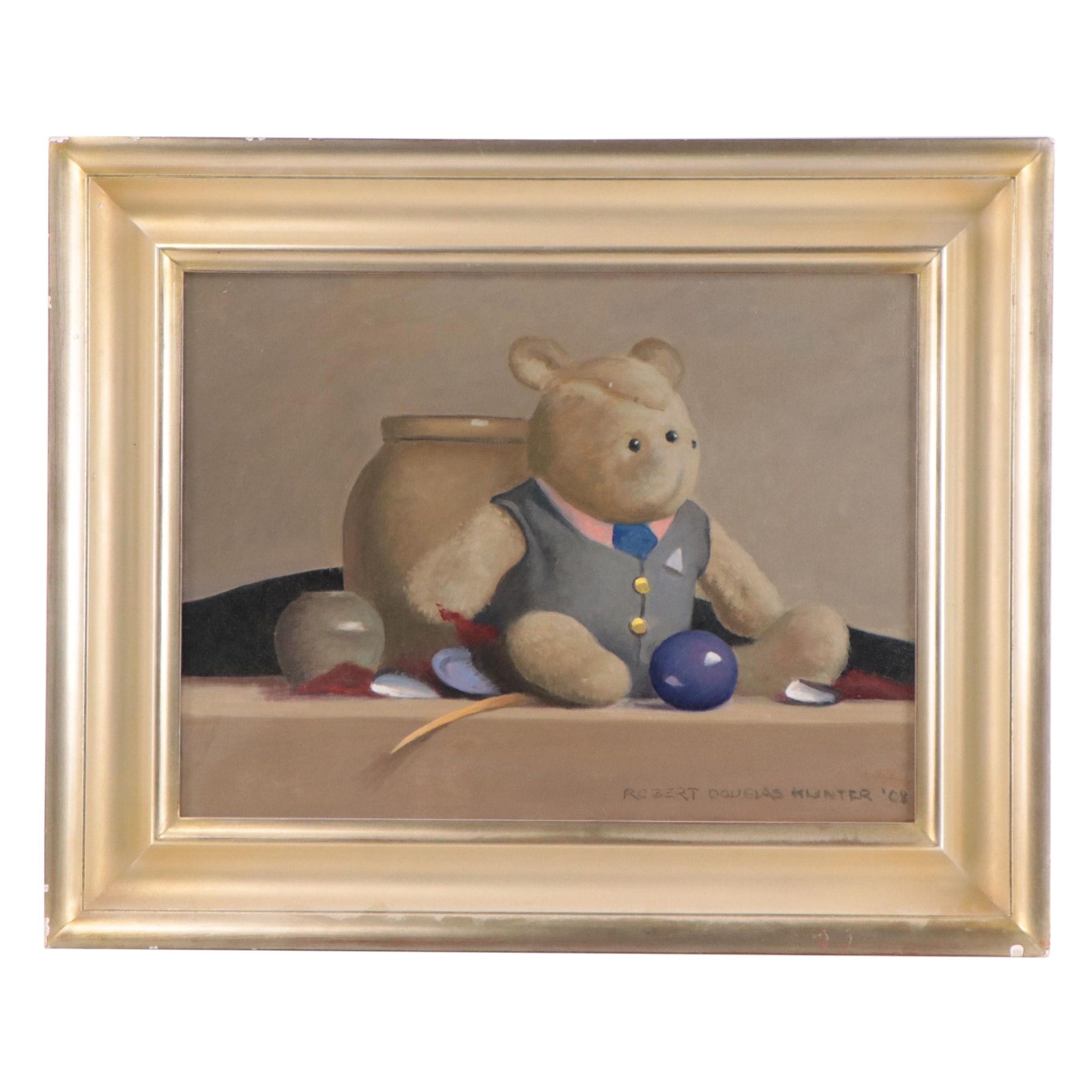 Robert Douglas Hunter Oil Painting of a Teddy Bear, 2008