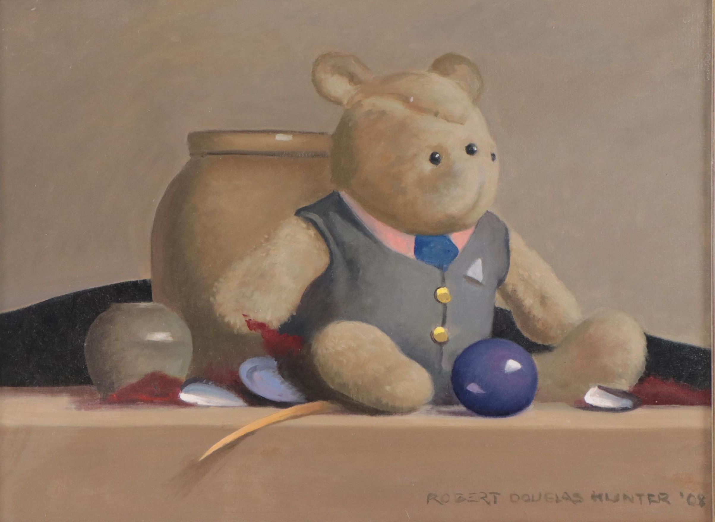 Robert Douglas Hunter Oil Painting of a Teddy Bear, 2008