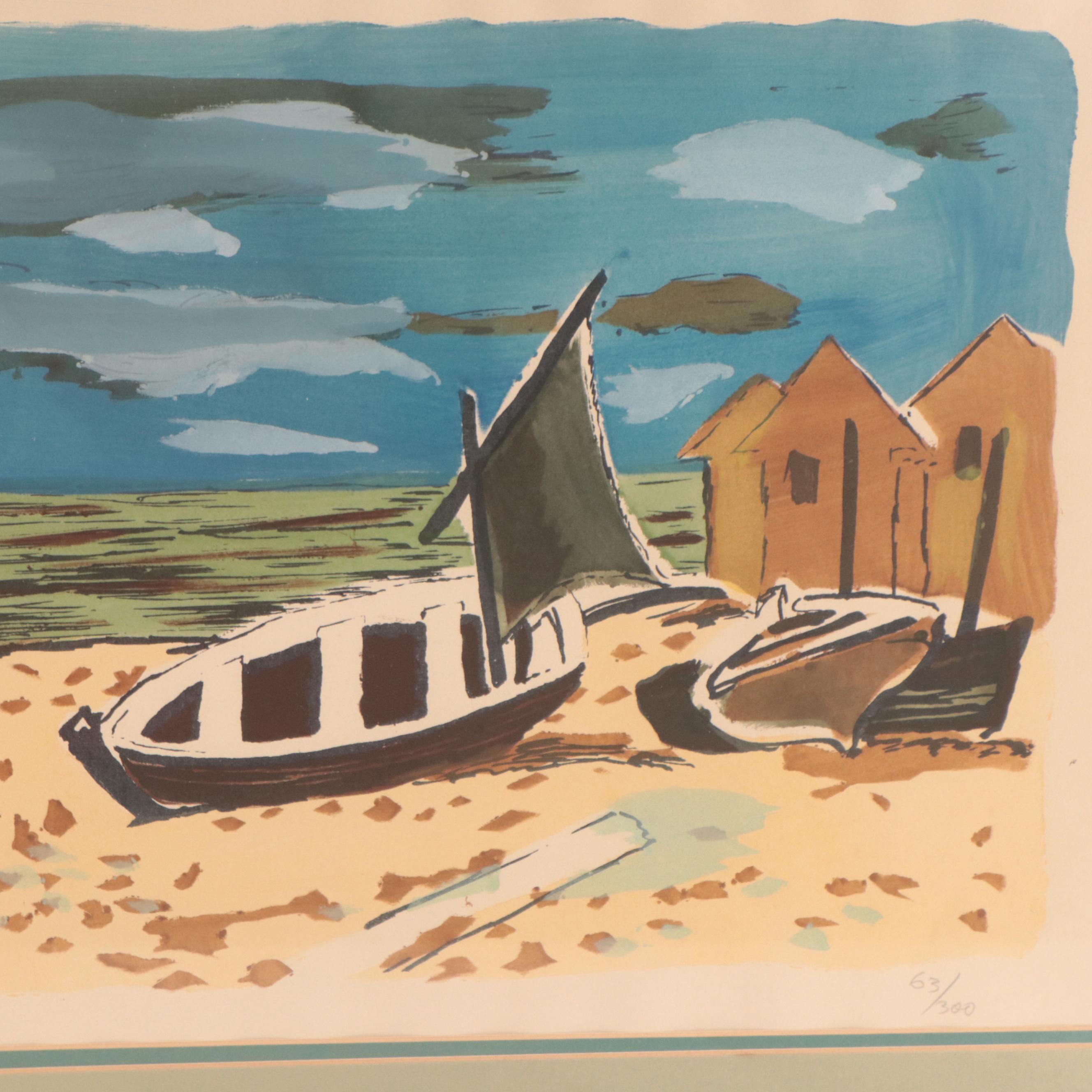 Color Lithograph After Georges Braque "La Barque de Pêche"