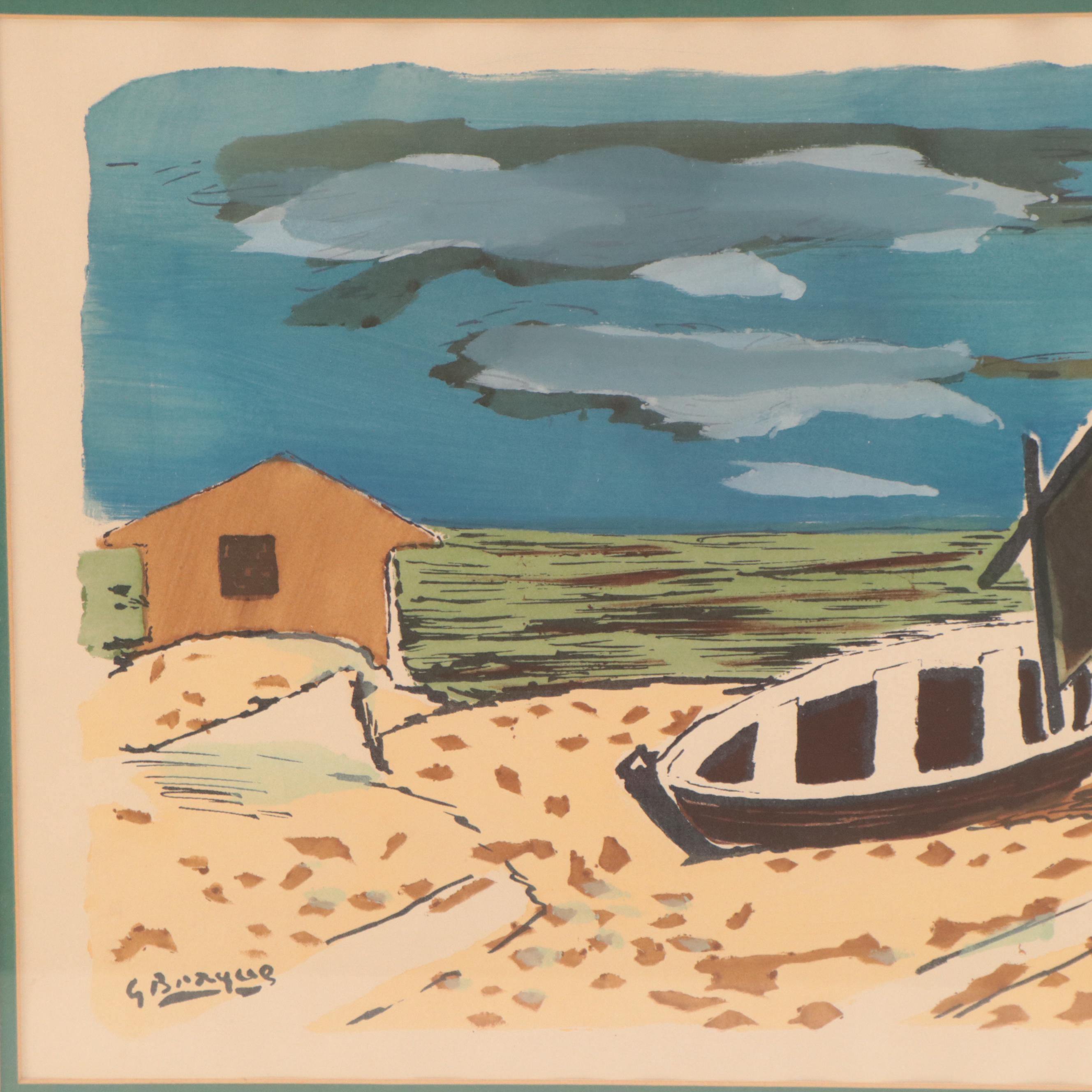 Color Lithograph After Georges Braque "La Barque de Pêche"