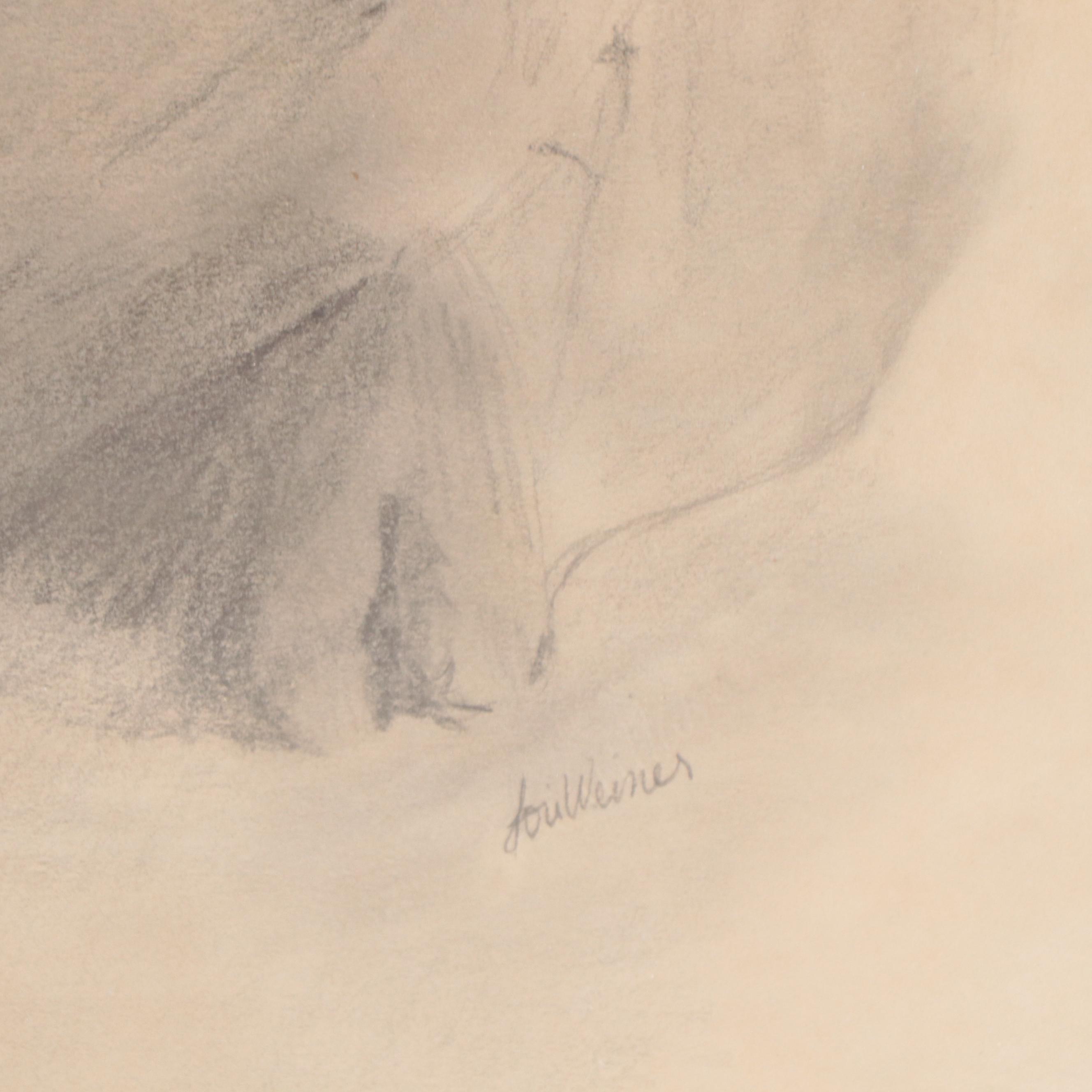 Lori Weiner Graphite Drawing of a Pig, 1983