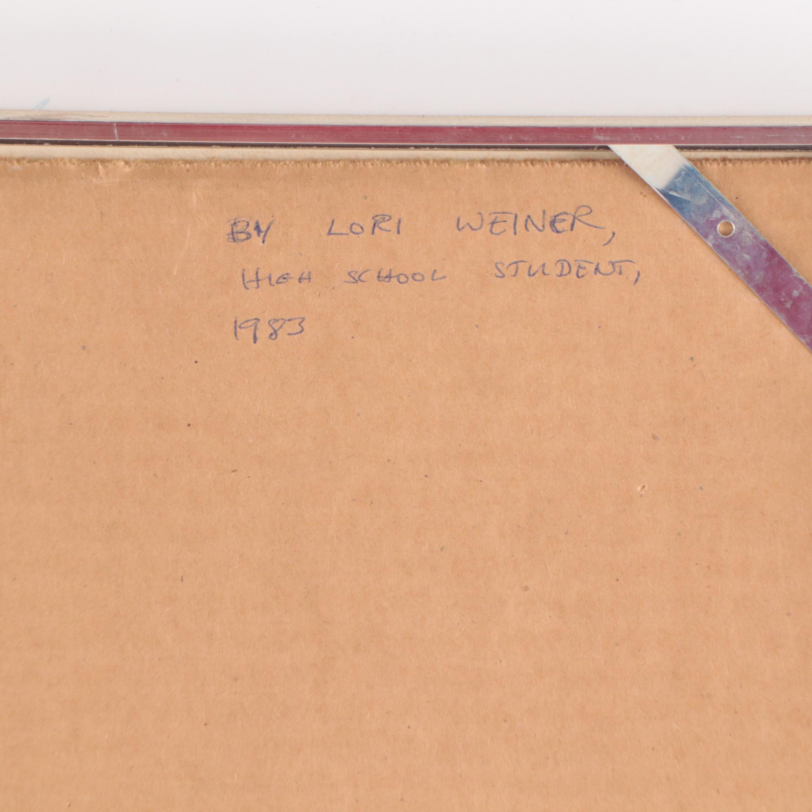 Lori Weiner Graphite Drawing of a Pig, 1983