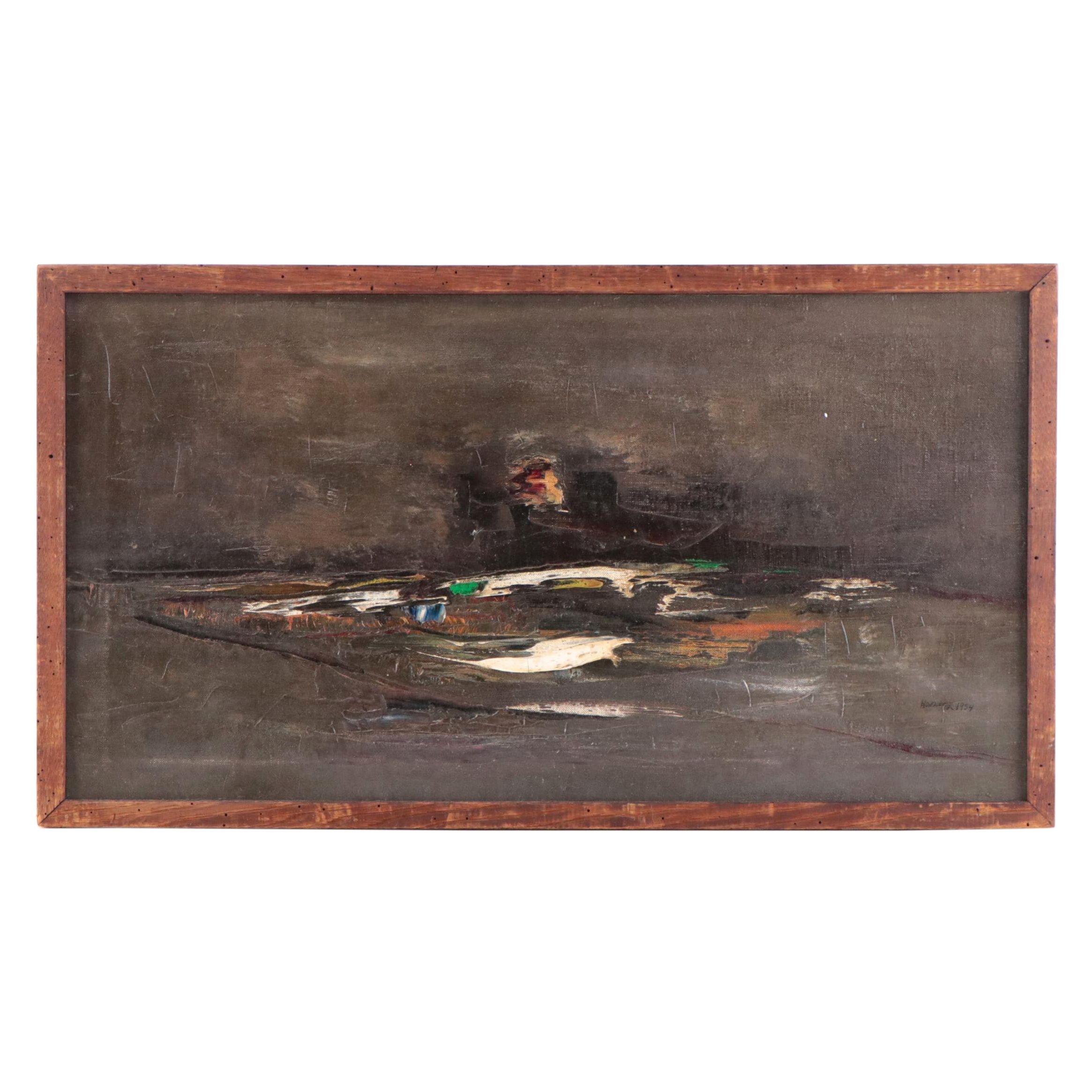 Ralph M. Rosenborg Abstract Expressionist Oil Painting, 1954