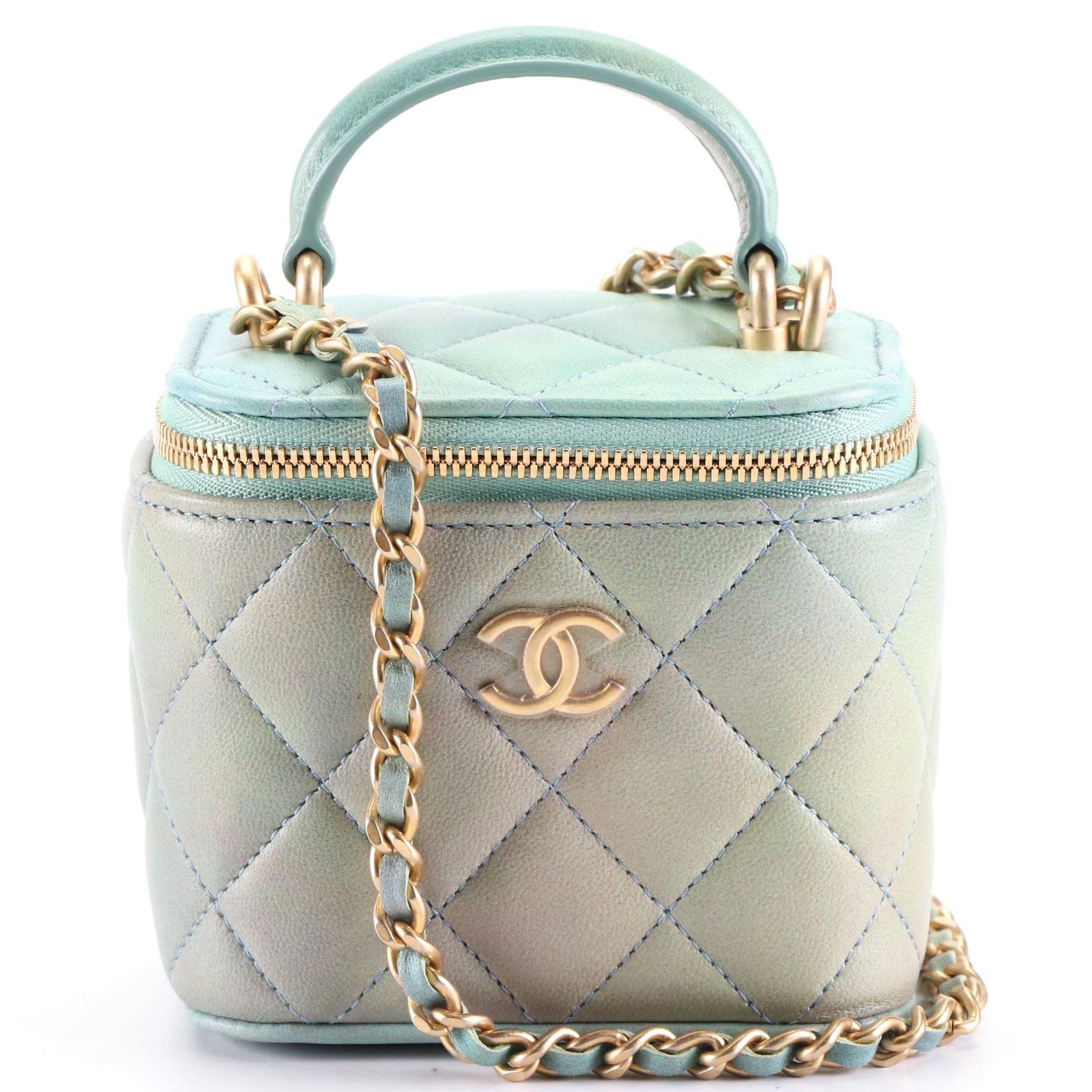 Chanel Mini Vanity Top Handle Bag in Quilted Lambskin Leather